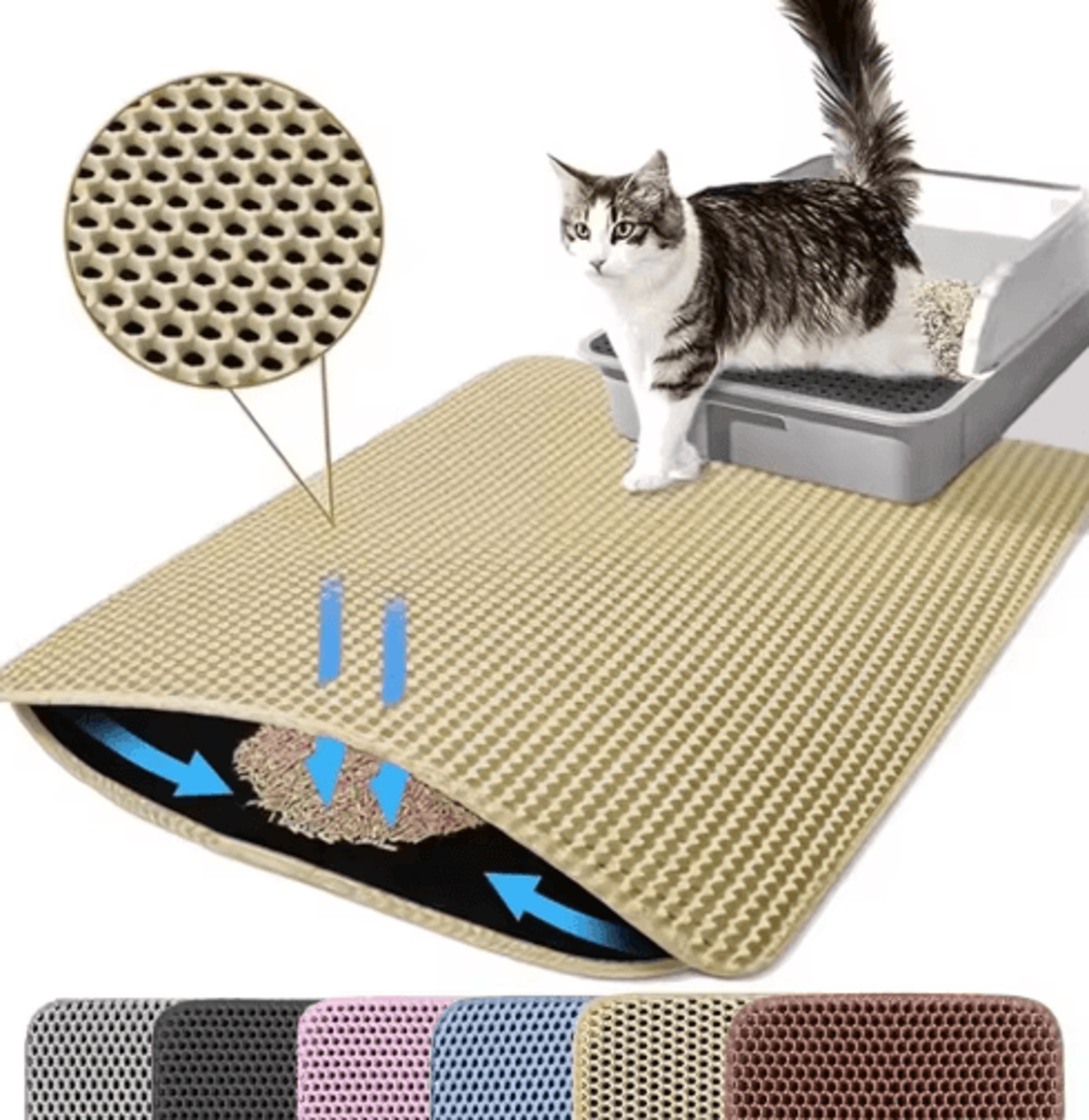 Waterproof Double Layer Cat Litter Mat  NonSlip Washable Pet Litter Box Pad 1