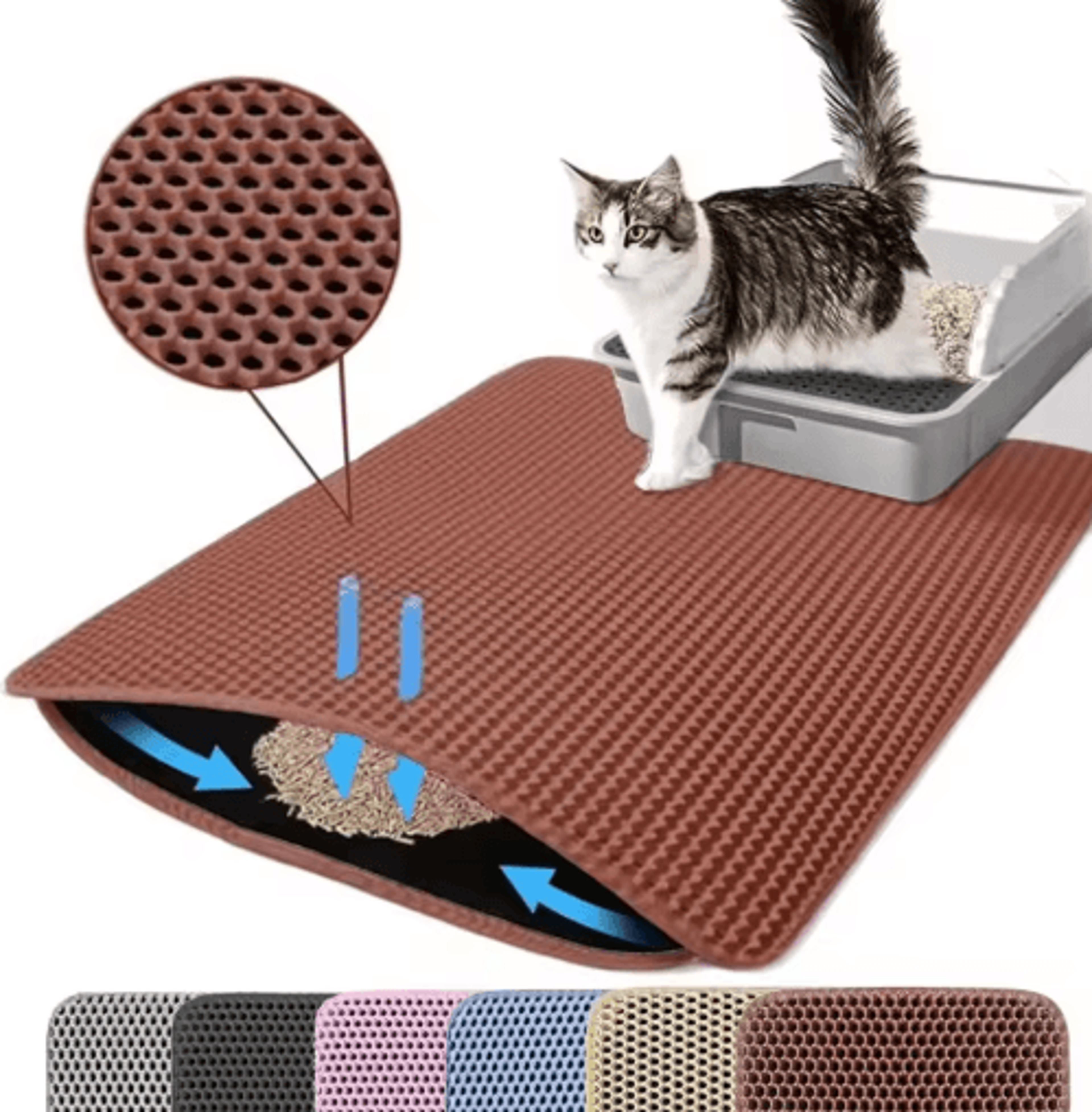 Waterproof Double Layer Cat Litter Mat  NonSlip Washable Pet Litter Box Pad 6