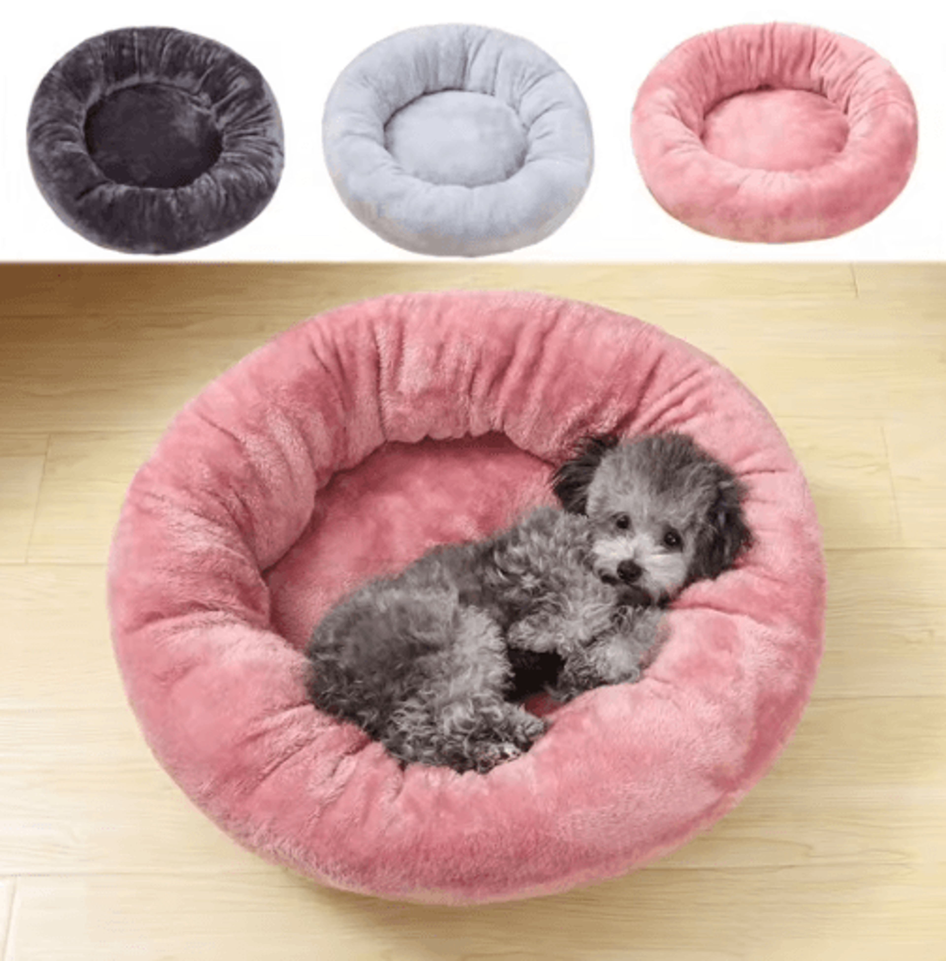 Comfortable Donut Pet Bed  Soft Washable Round Cushion For Dogs  Cats 6