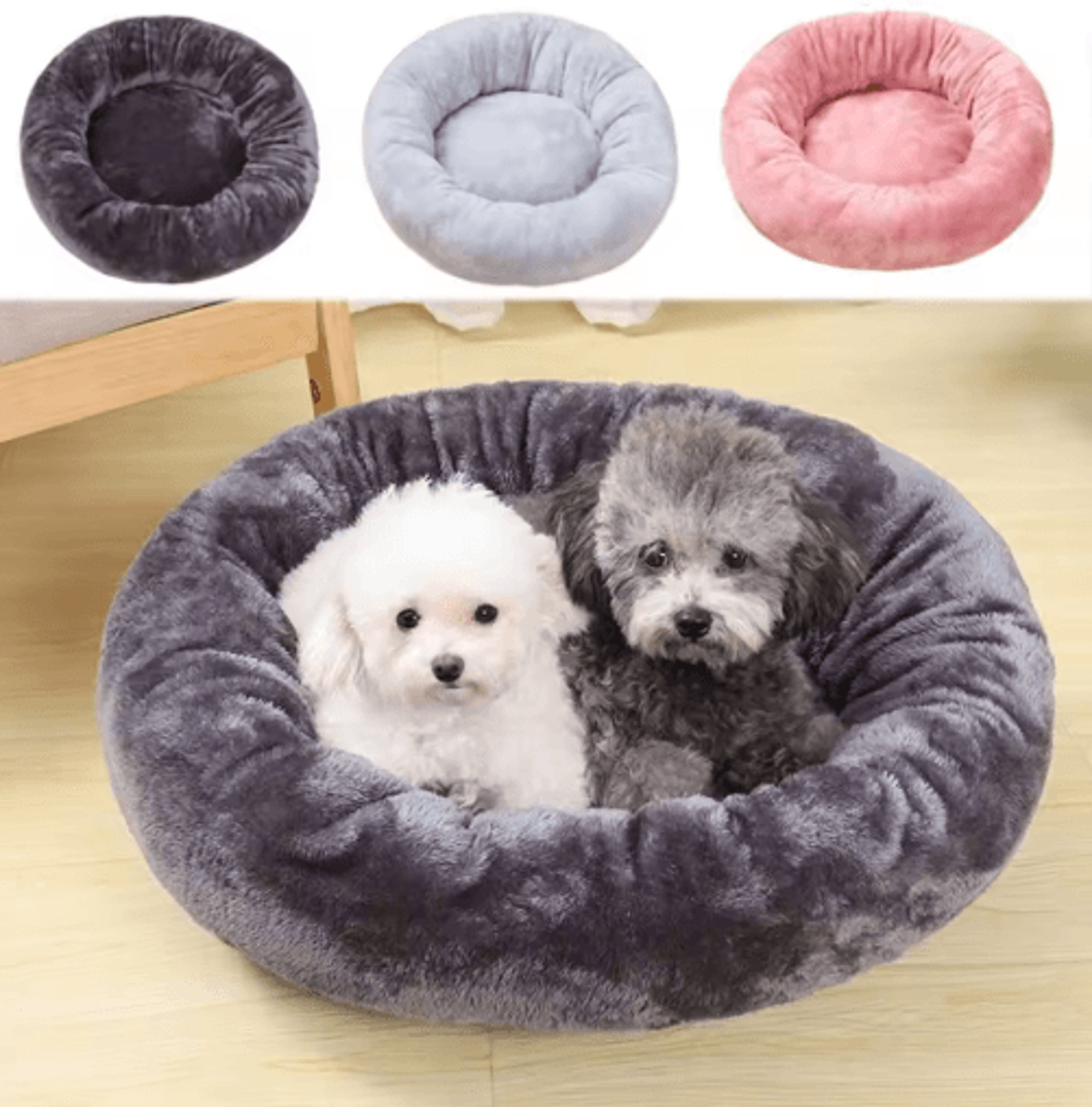 Comfortable Donut Pet Bed  Soft Washable Round Cushion For Dogs  Cats 0