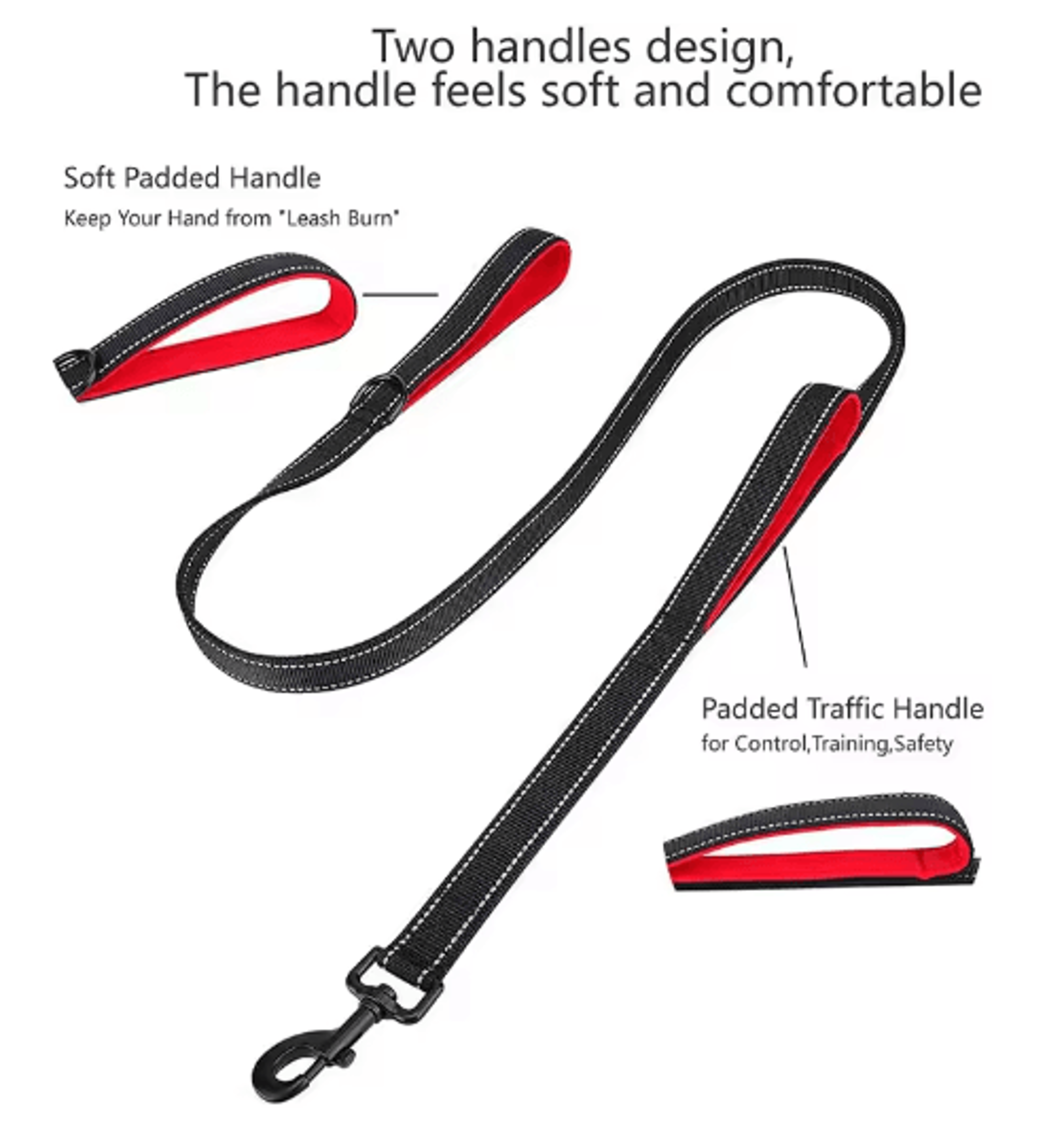 Heavy Duty Double Handle Dog Leash For Training  Walking 12