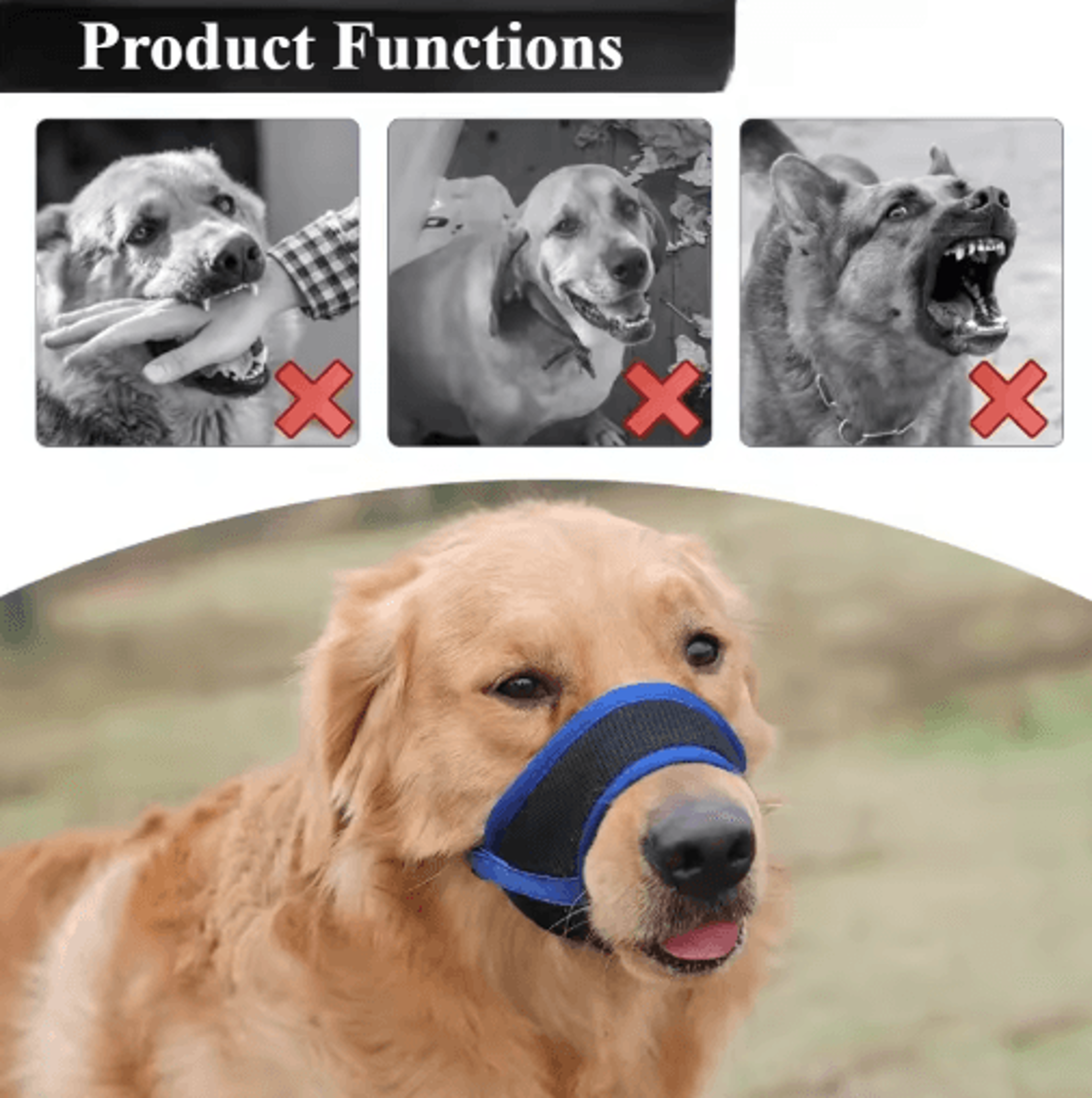 Breathable Dog Muzzle Mask  Adjustable Mesh Safety Mask For Dogs 6