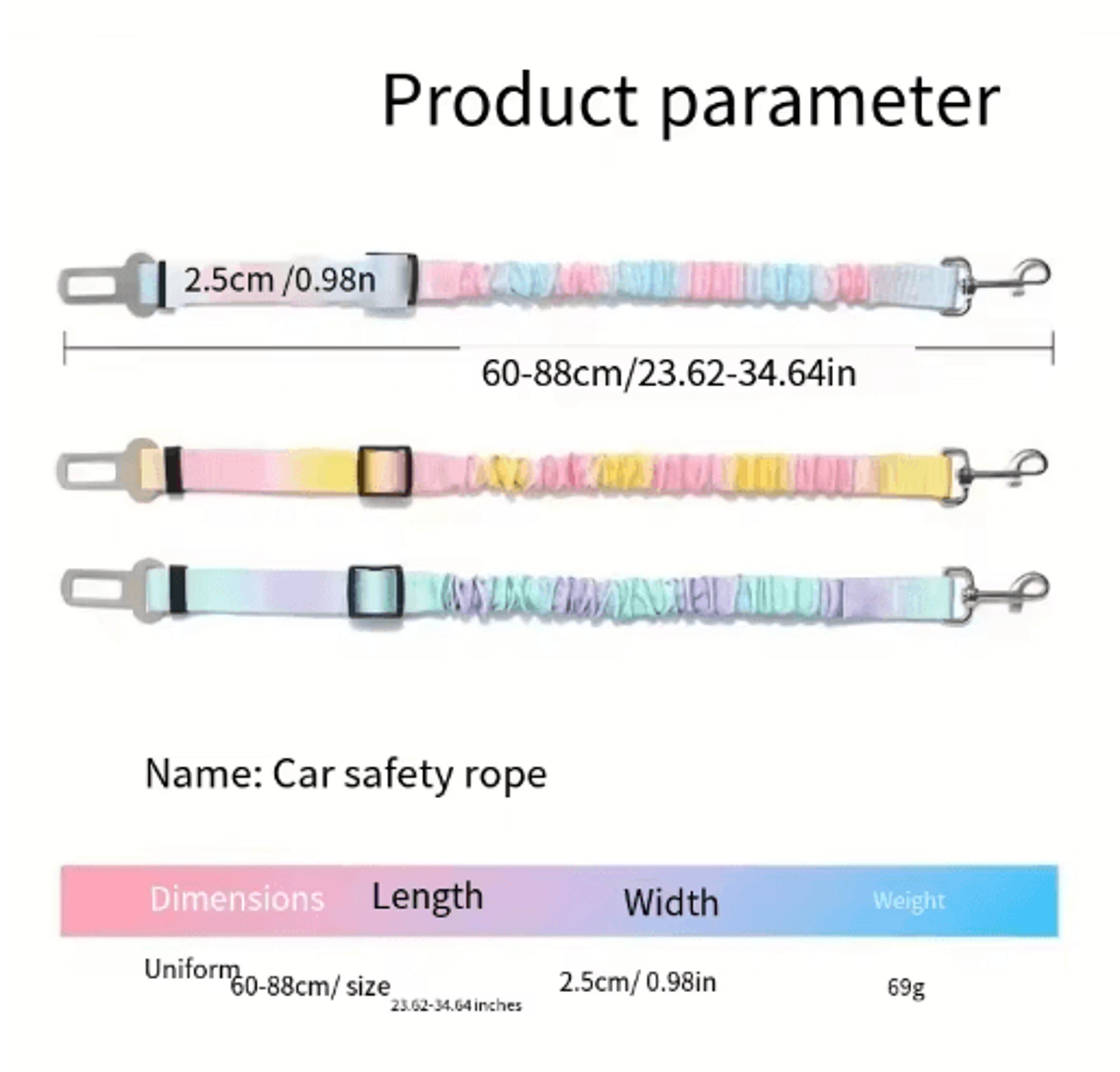 Adjustable Car Safety Buckle Dog Leash  Gradient Pet Seat Belt For Safe Travel 4