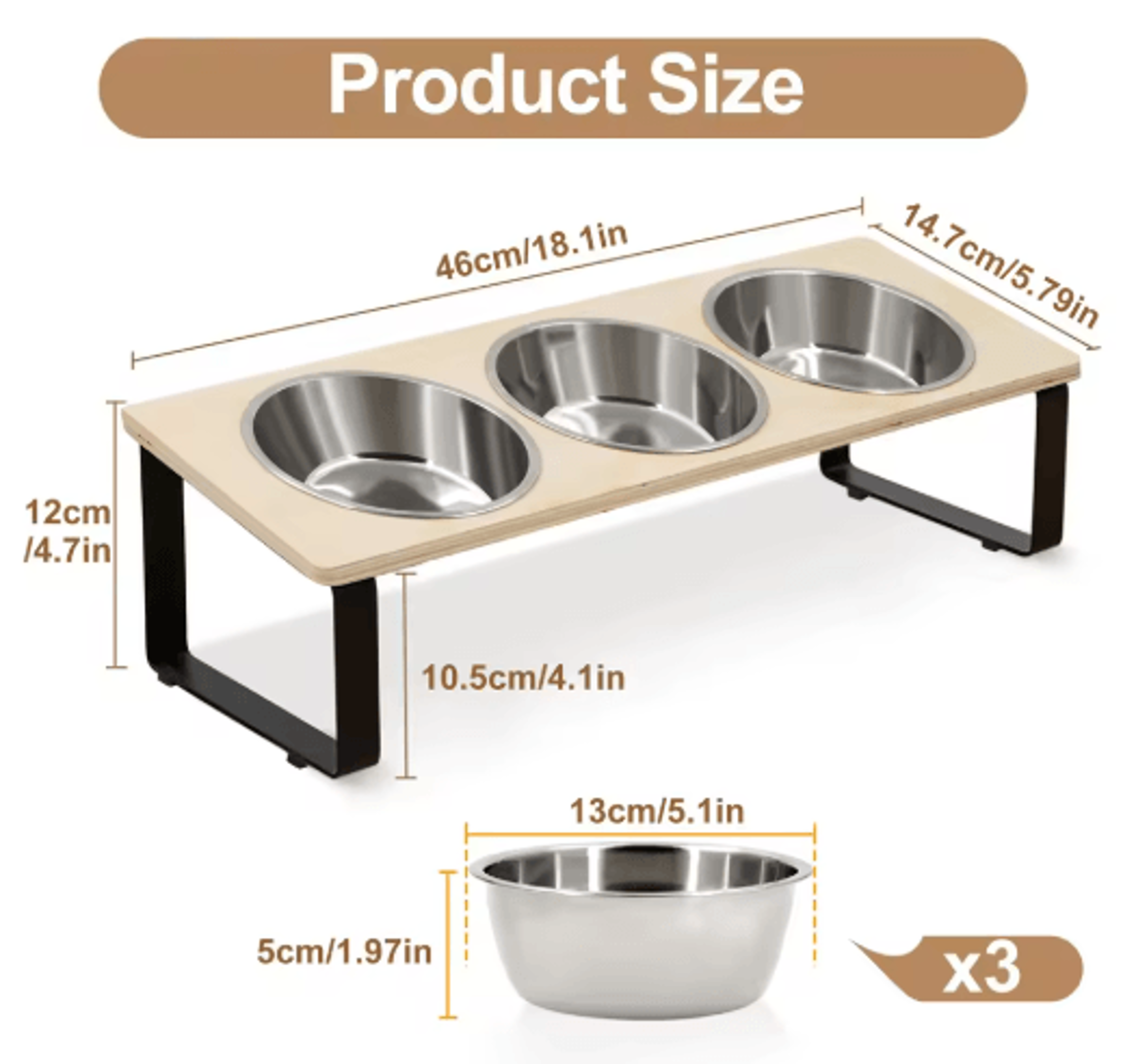 15 Tilted Elevated Cat Bowls  Raised Stainless Steel Feeding Set For Cats  Small Puppies 3