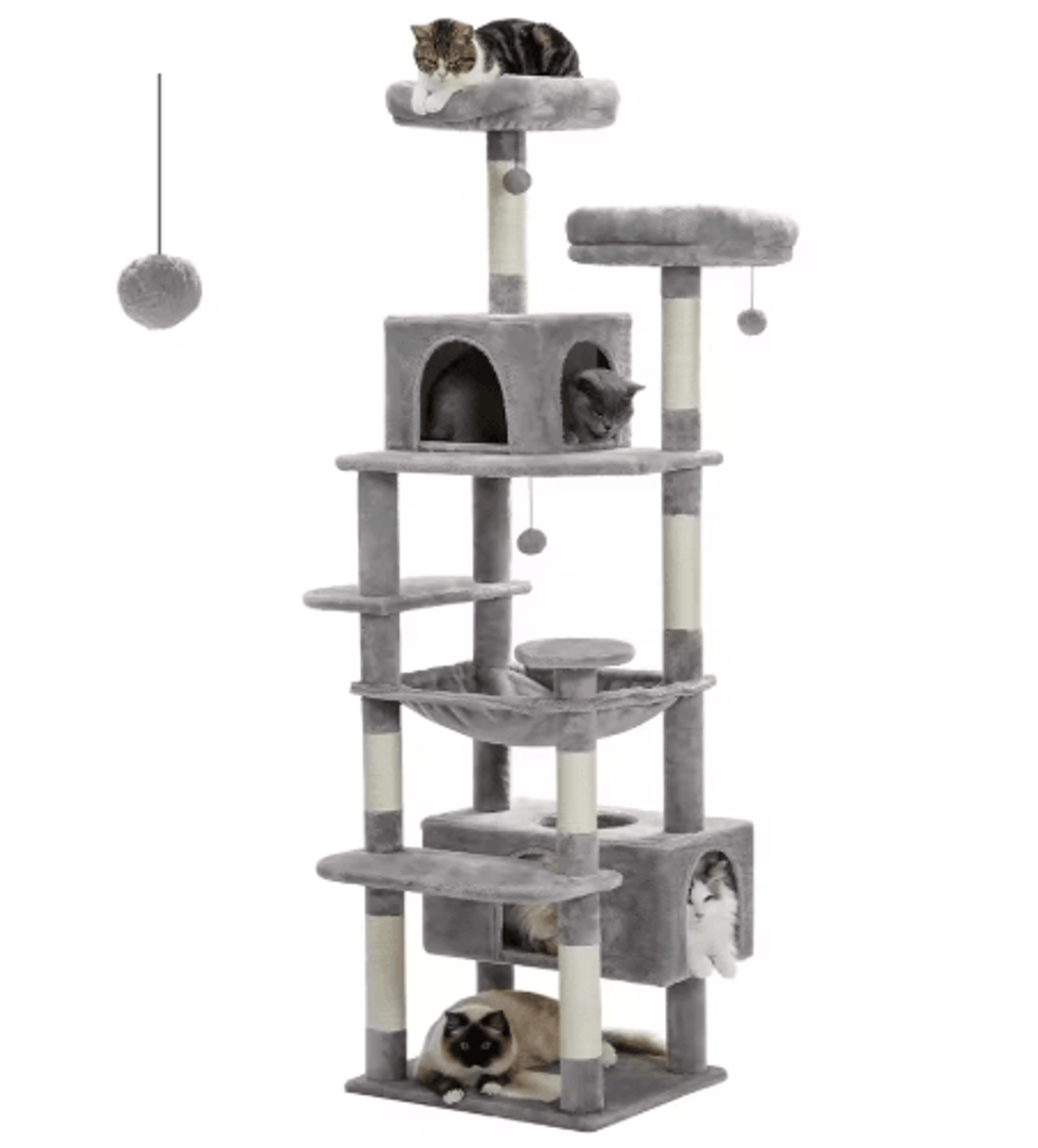 Large Cat Tree  Tower  MultiLevel Indoor Cat Condo With Hammock Scratching Posts  Toys 3