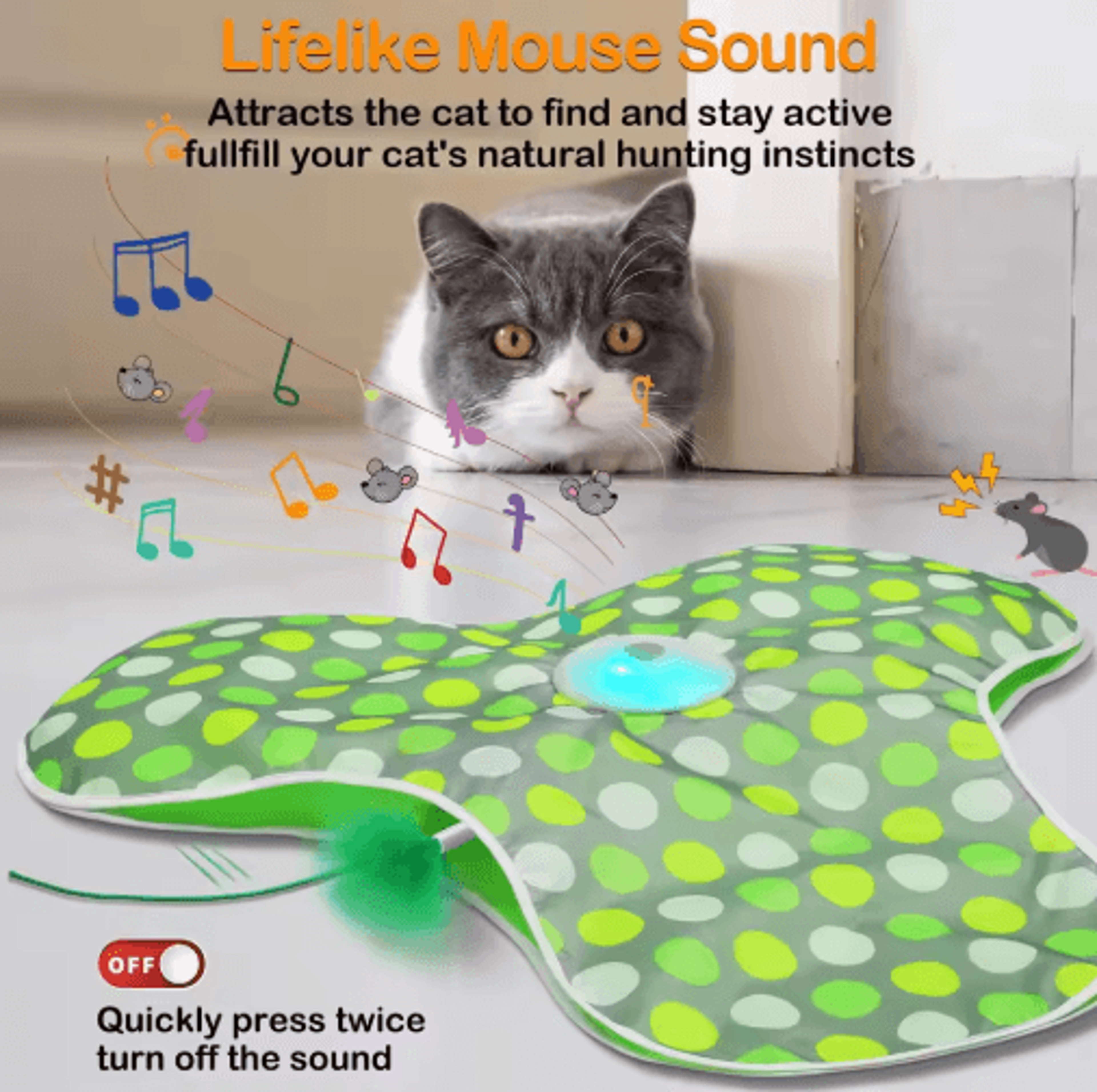 Interactive Hide  Seek Cat Toy  Motion Activated Squeaky Mouse  Feather Teaser For Cats 0