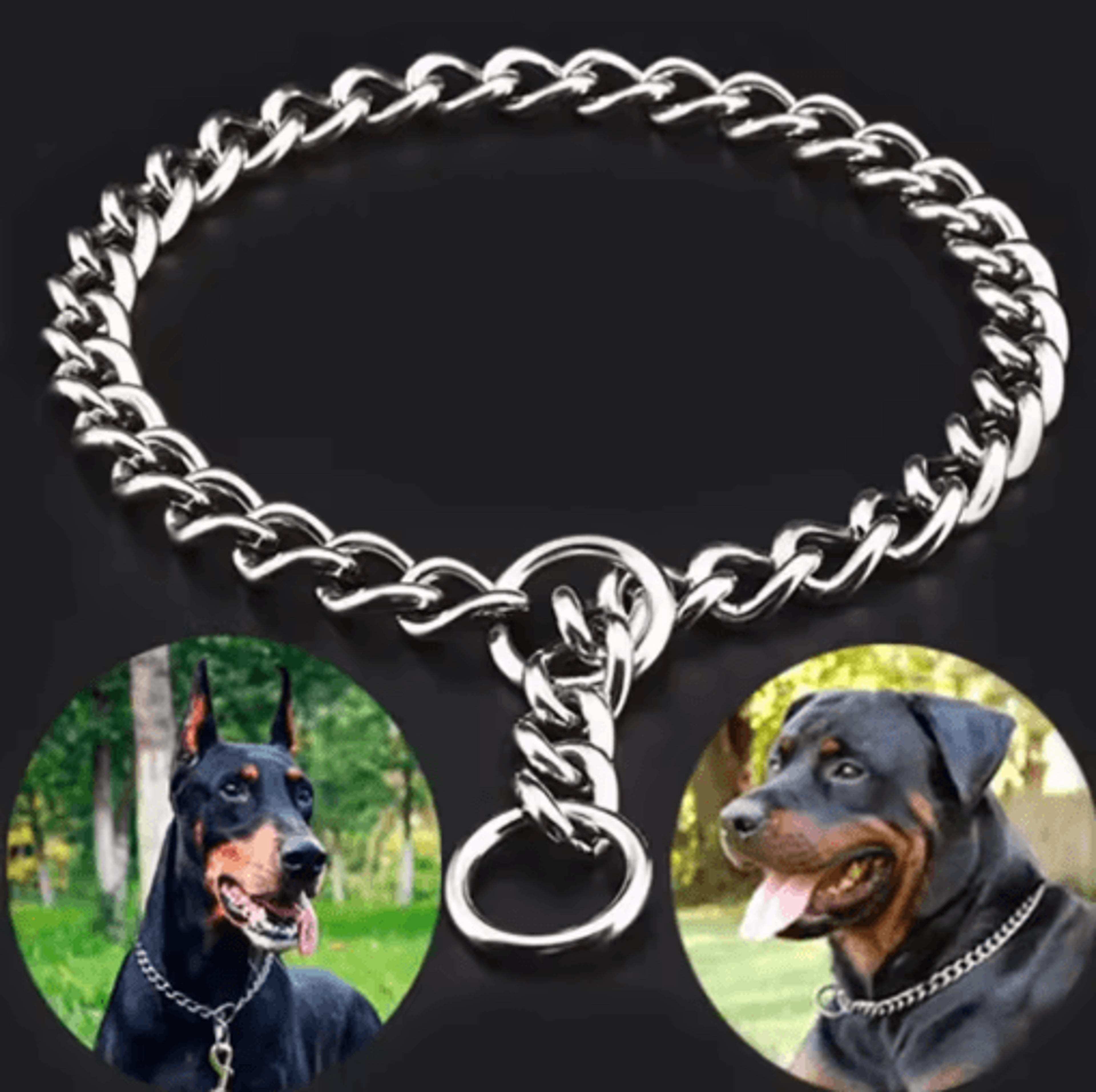 stainless steel adjustable dog choke training collar for bulldogs & strong dogs