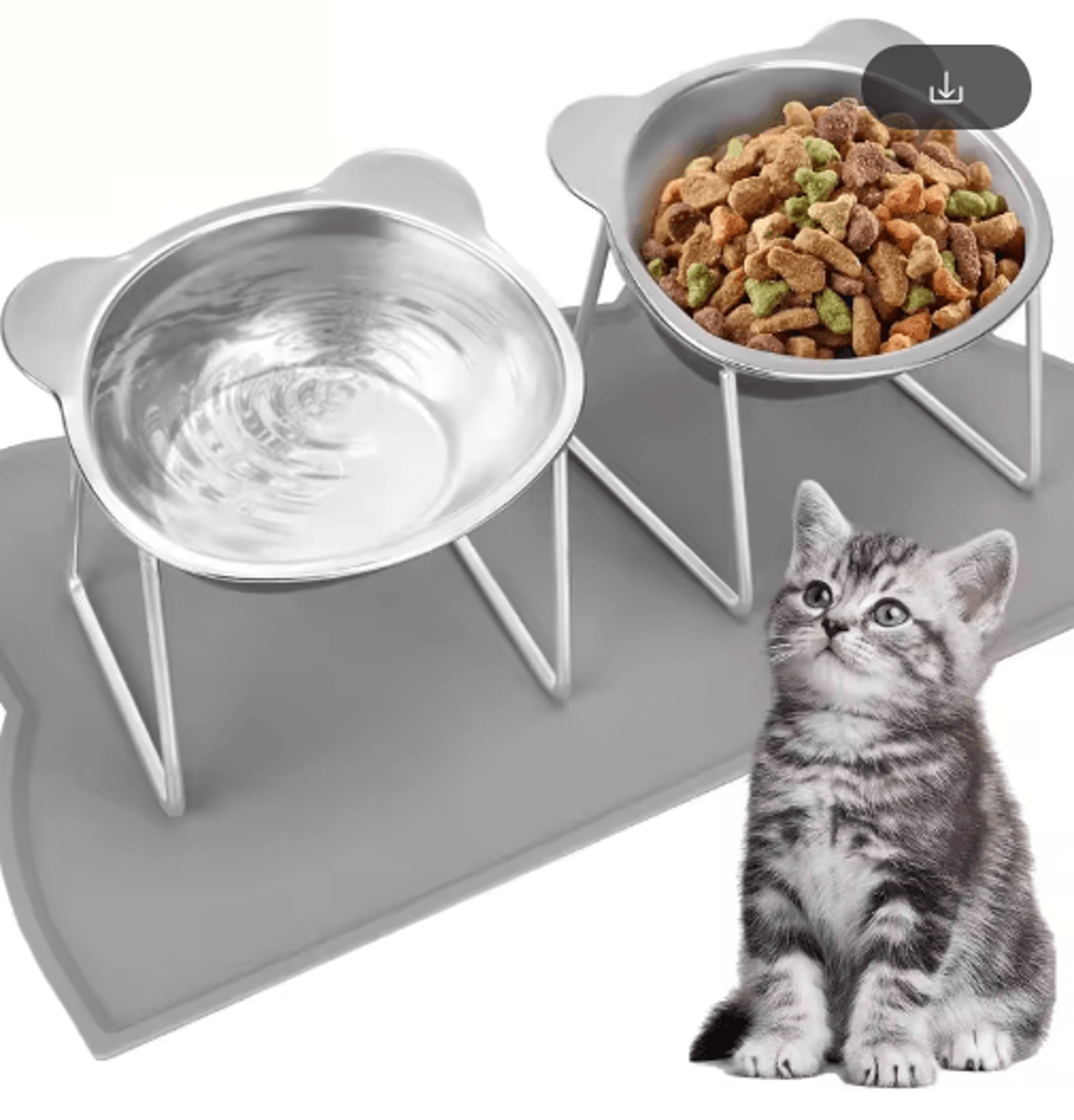 15° tilted elevated stainless steel cat bowl for comfortable feeding