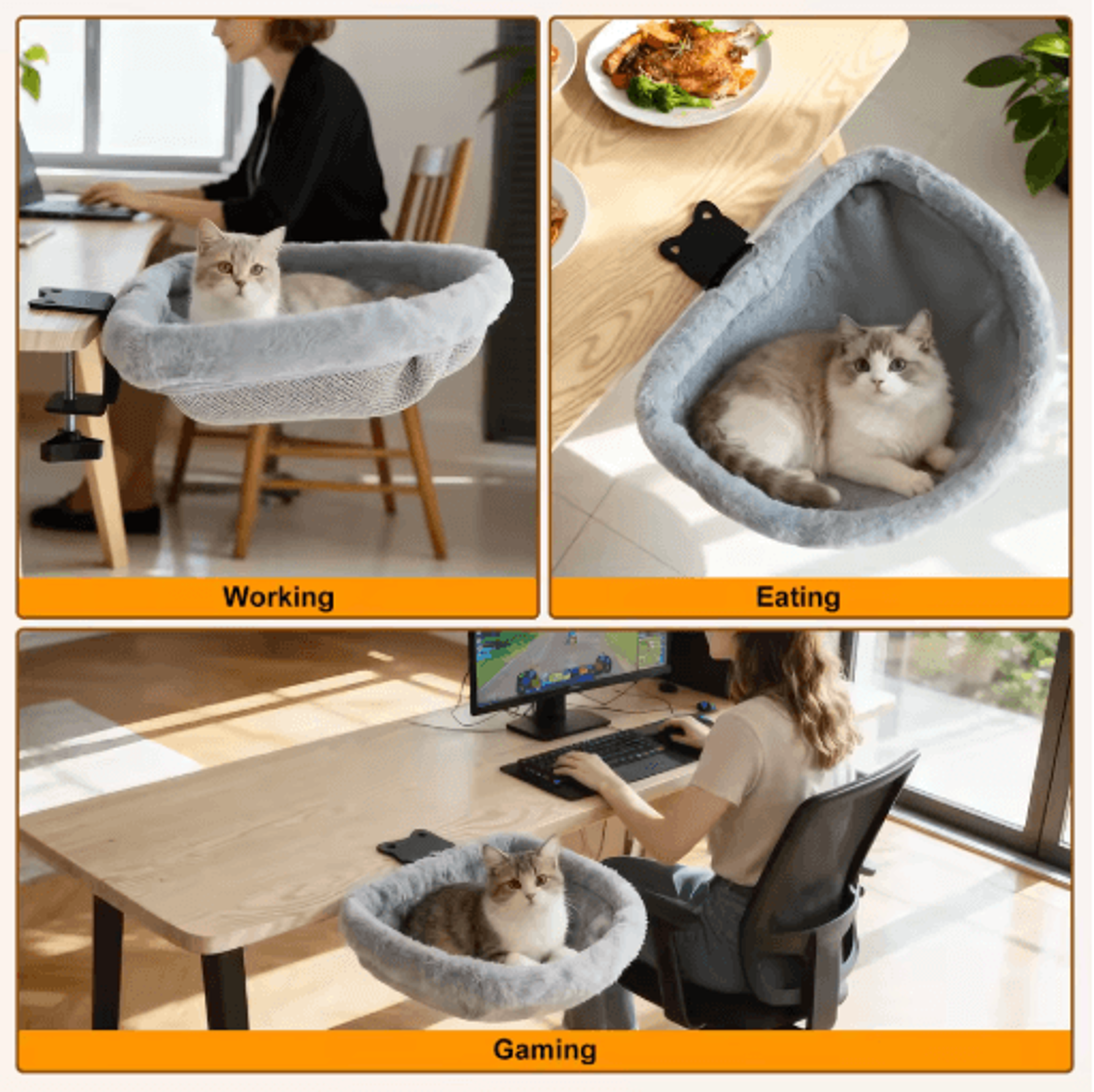 SpaceSaving Folding Cat Desk Hammock Perch For Indoor Cats 3