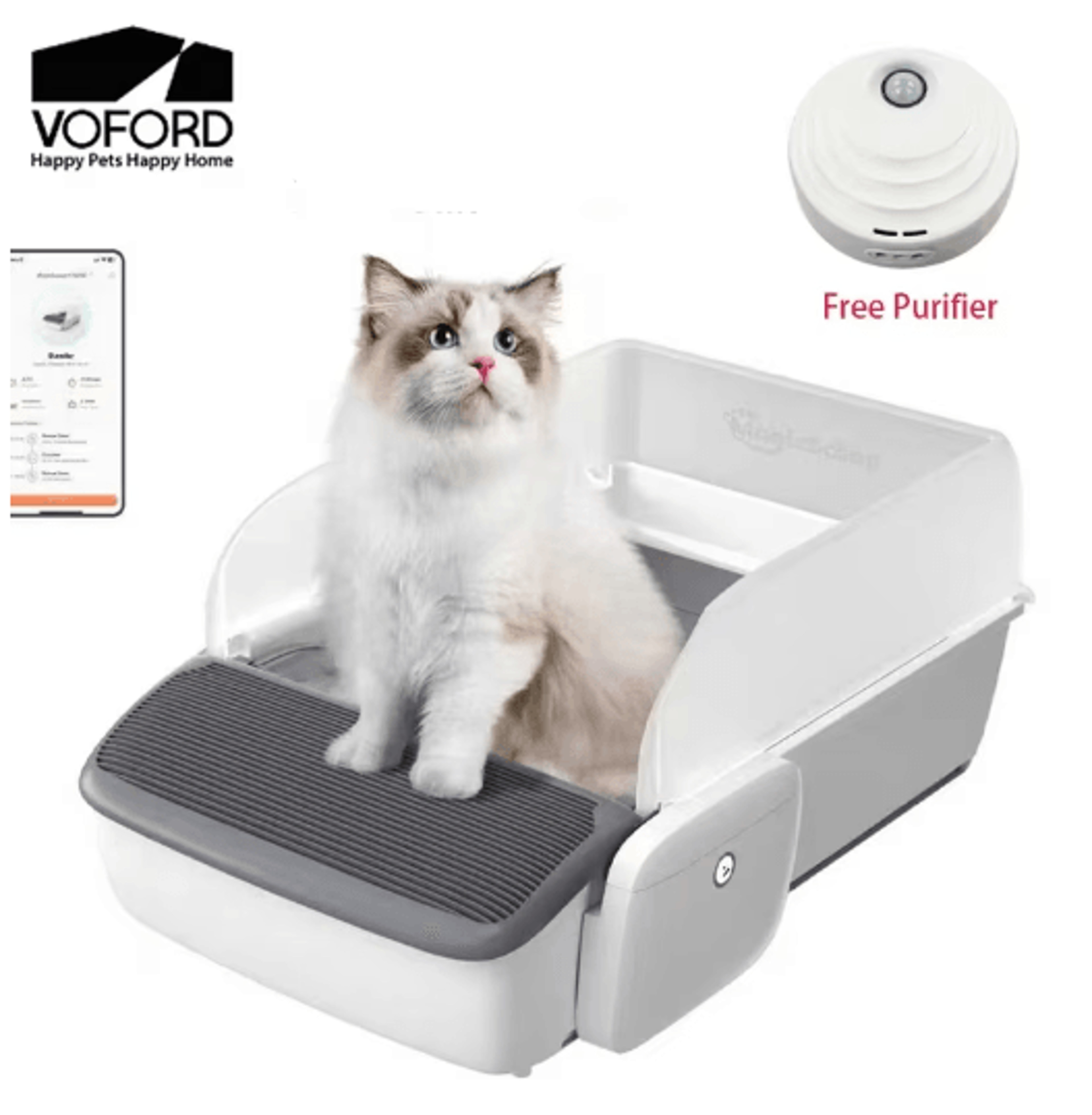 automatic self-cleaning cat litter box with air purifier