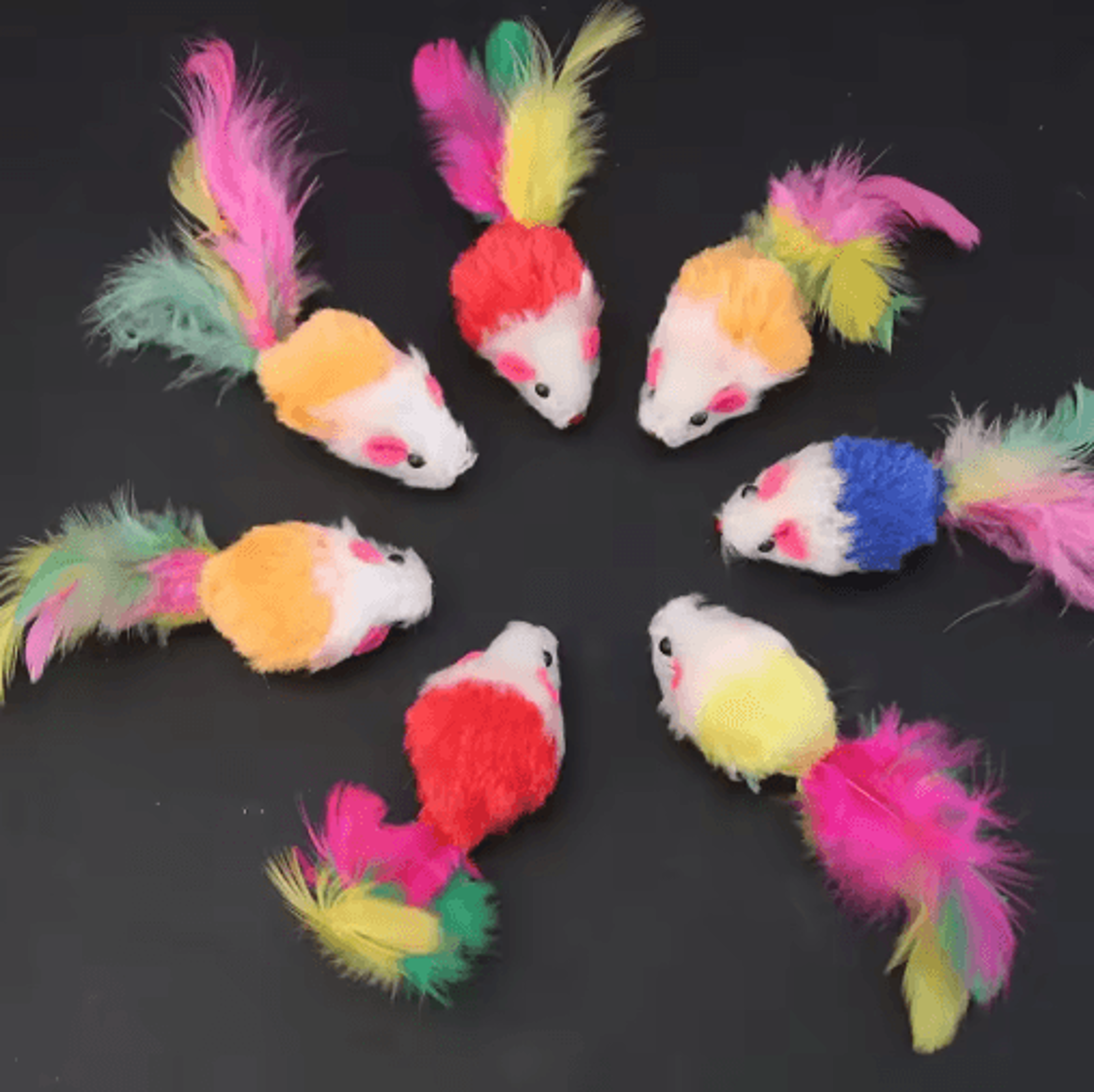 Soft Fleece Mouse  Feather Interactive Cat Toy Set 3