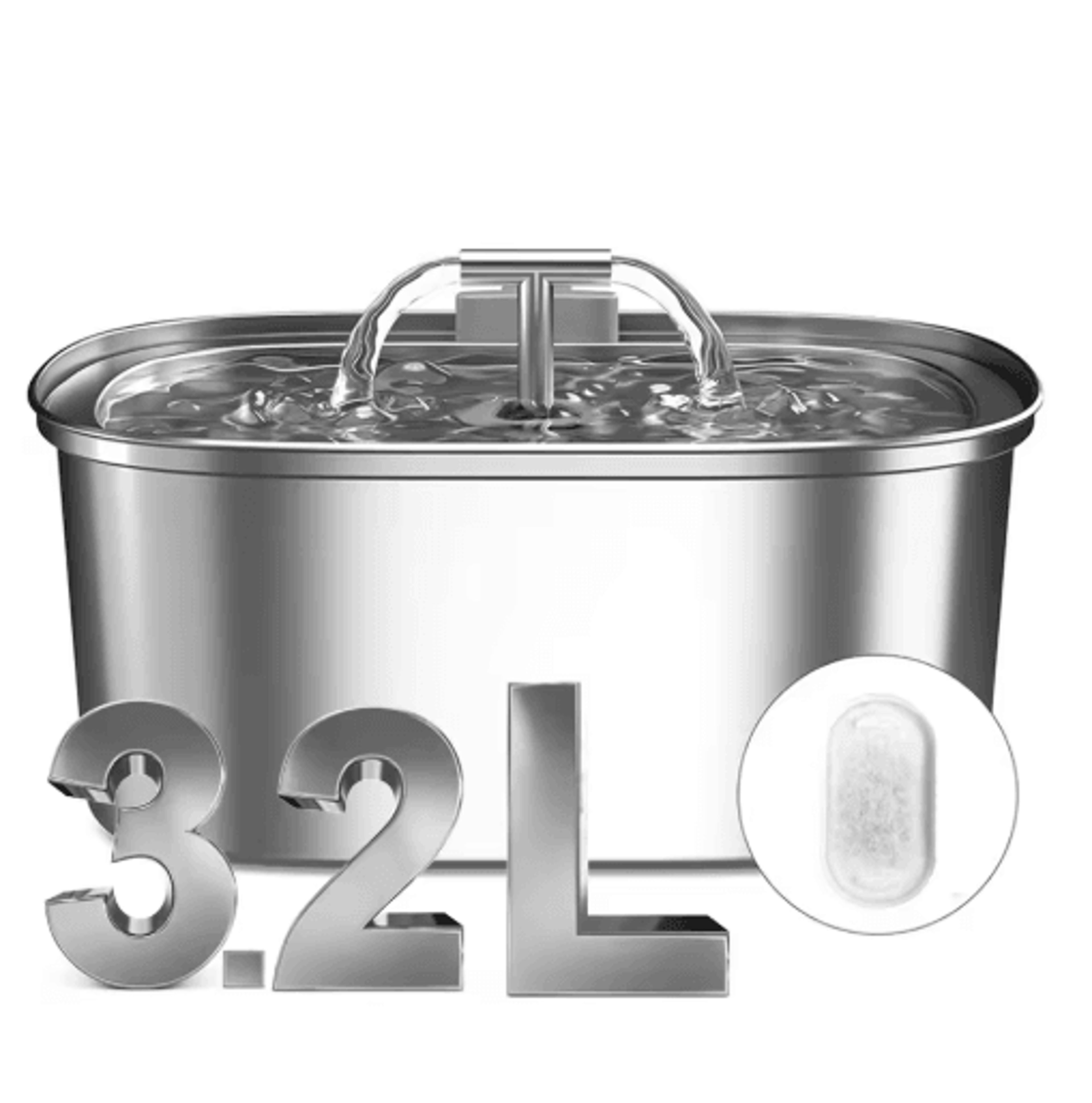 stainless steel ultra quiet pet water fountain with filter
