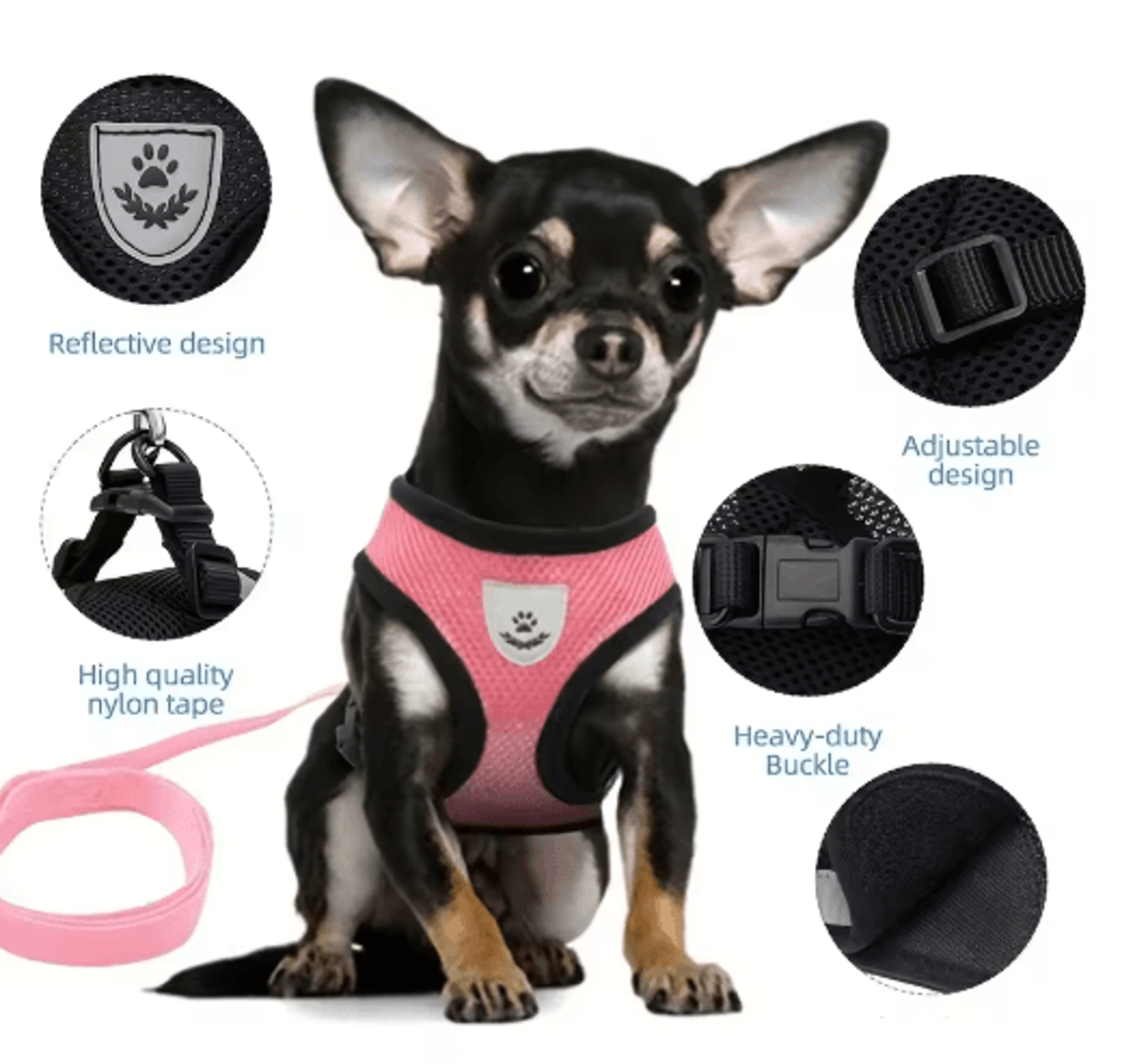 Adjustable EscapeProof Reflective Cat Harness  Leash Set 12
