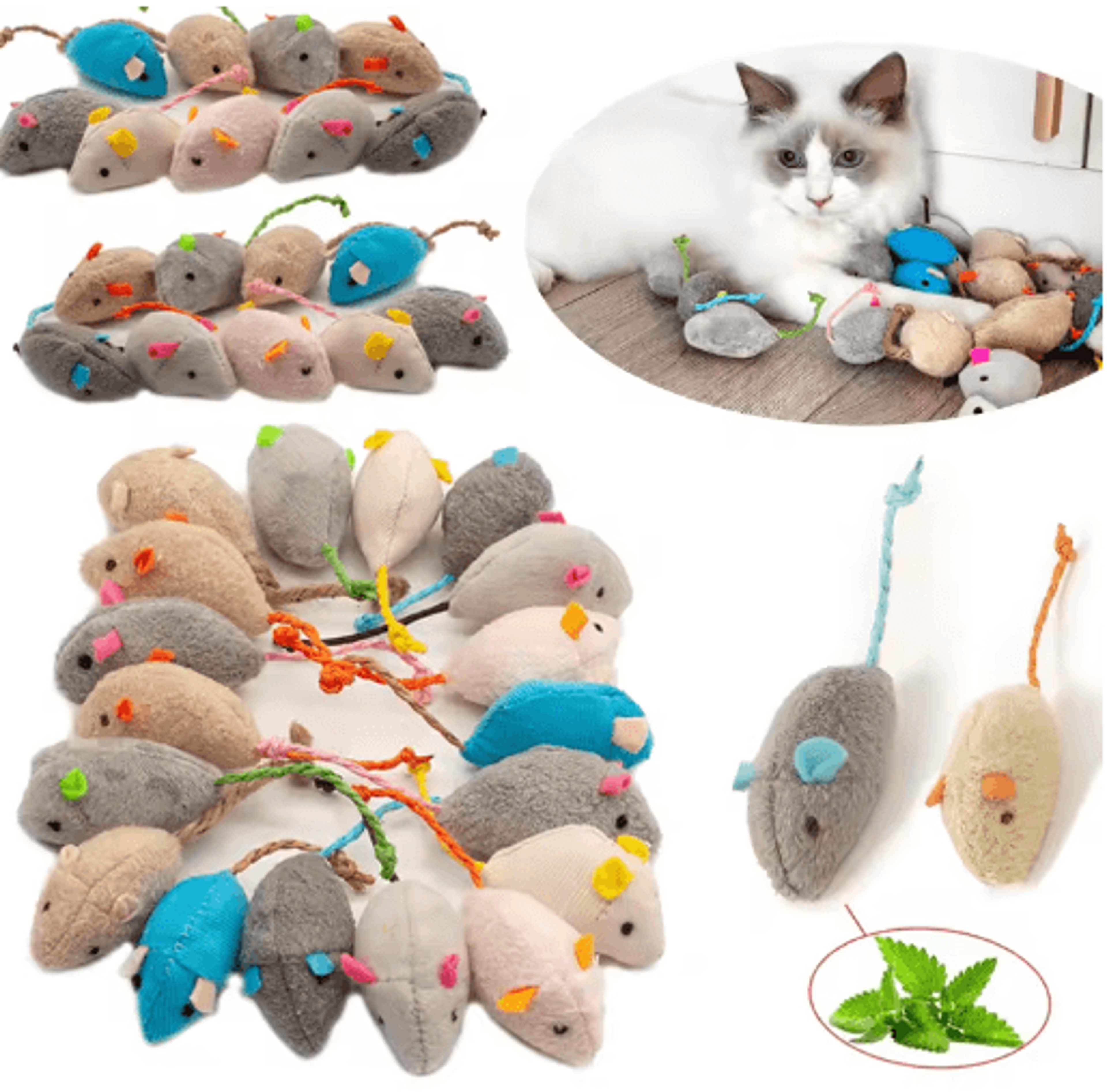 rattle catnip mouse toys set for interactive indoor play