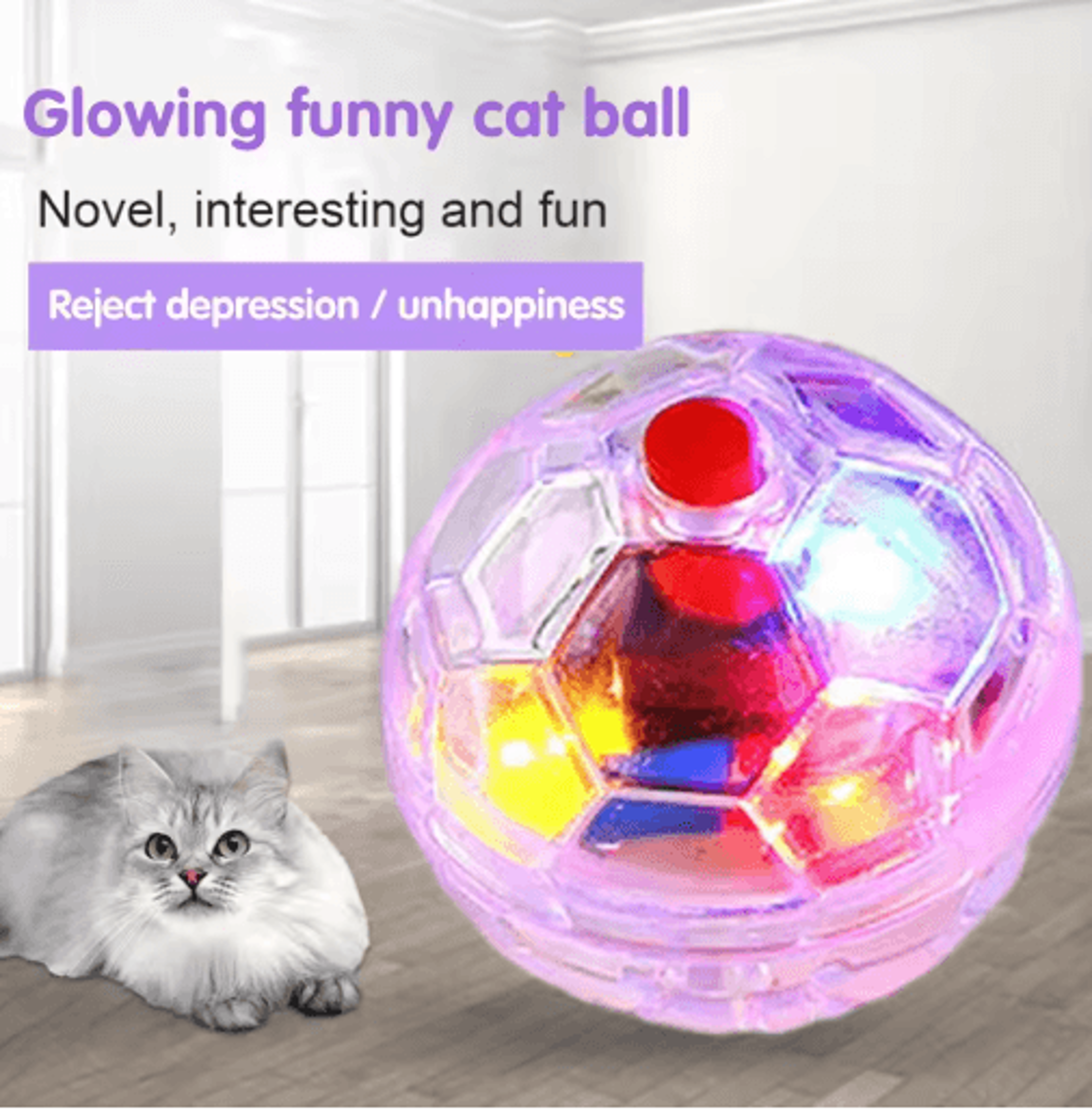 Motion Activated Light Up Interactive Cat Ball Toy 5