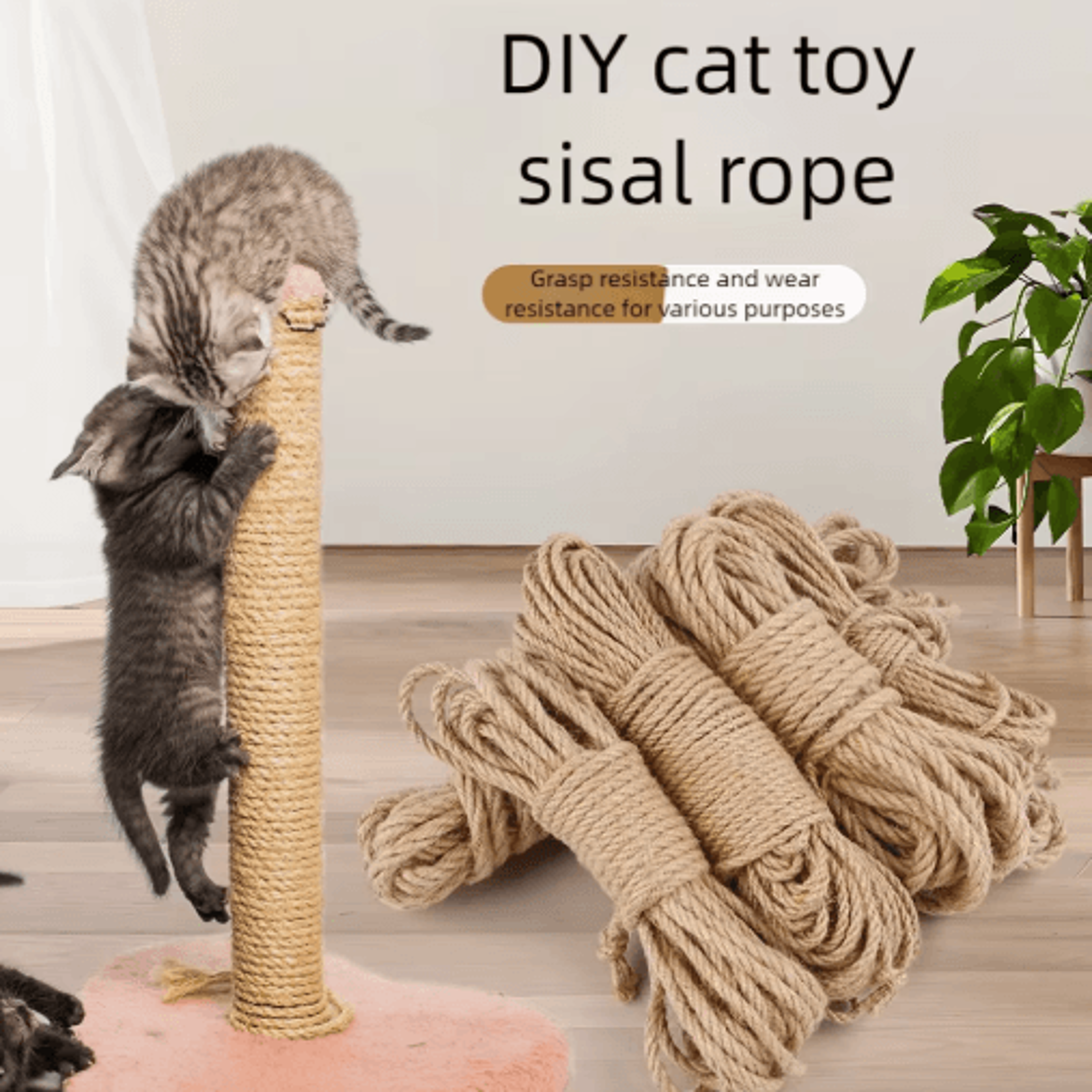 Durable Twisted Jute Rope For DIY Cat Scratcher  Cat Tree Repair 8