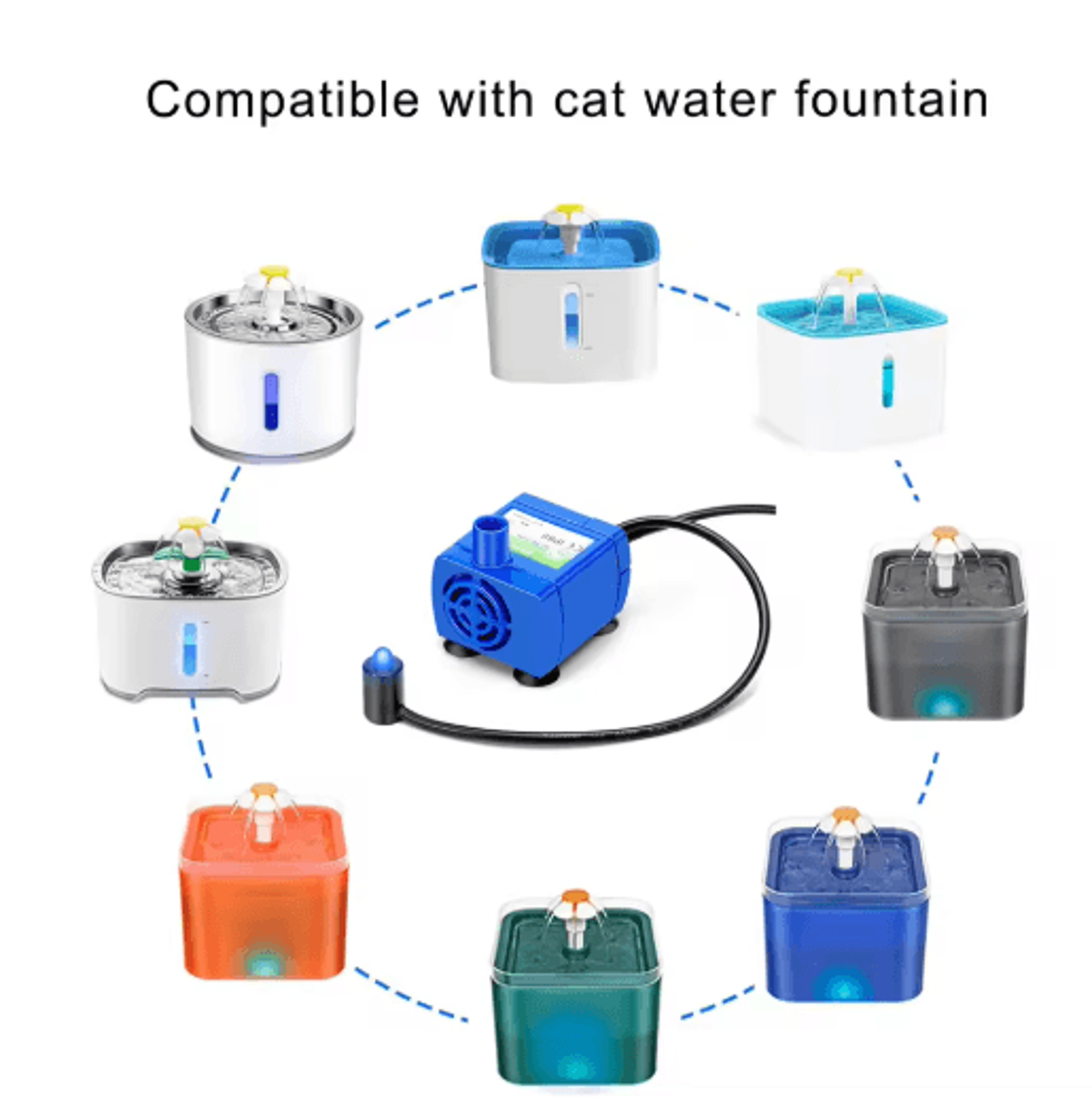 LED Pet Water Fountain Replacement Pump For Cat Drinking Fountains 4