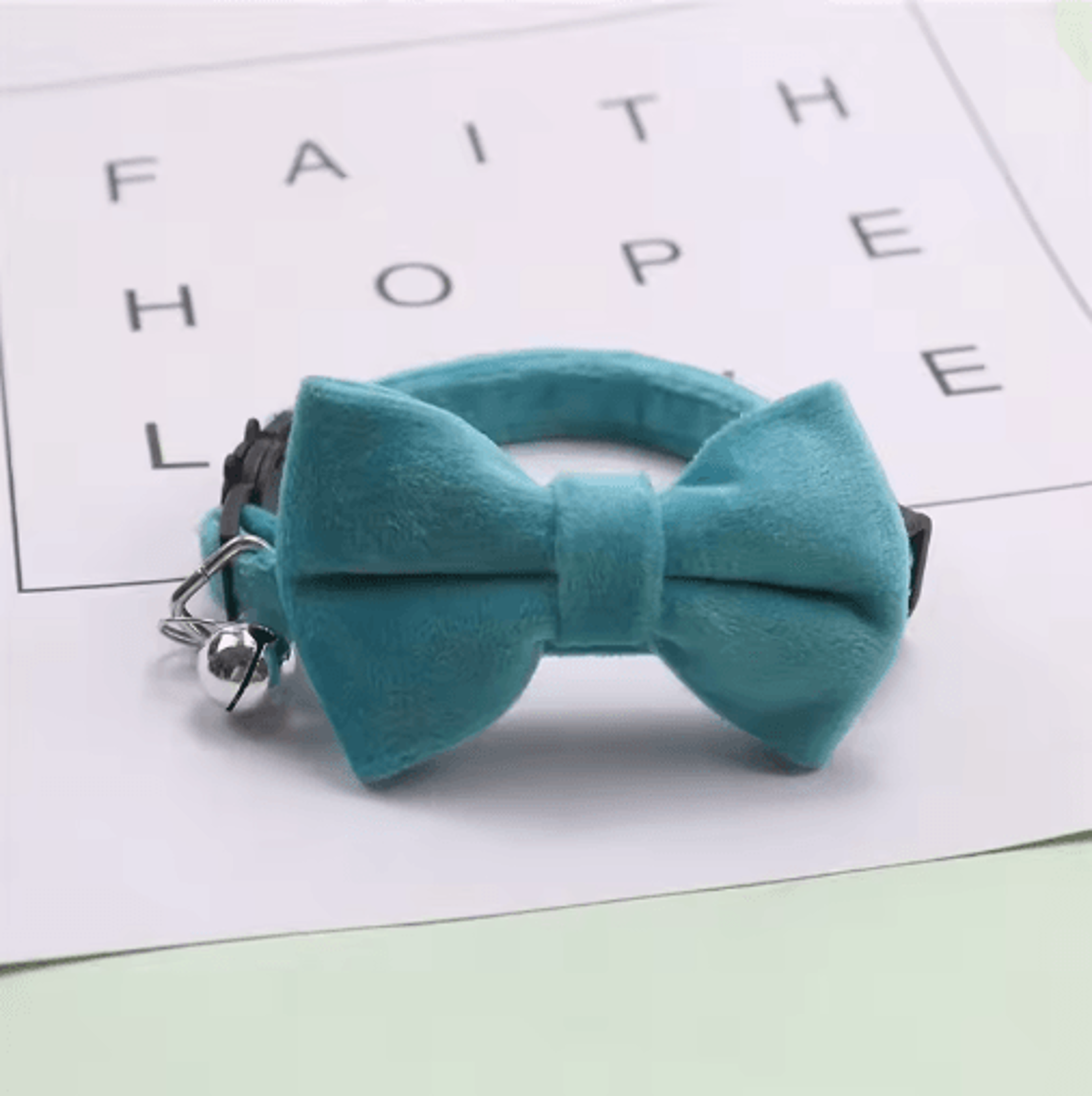 Velvet Bow Tie Cat Collar With Bell  Safety Buckle 3
