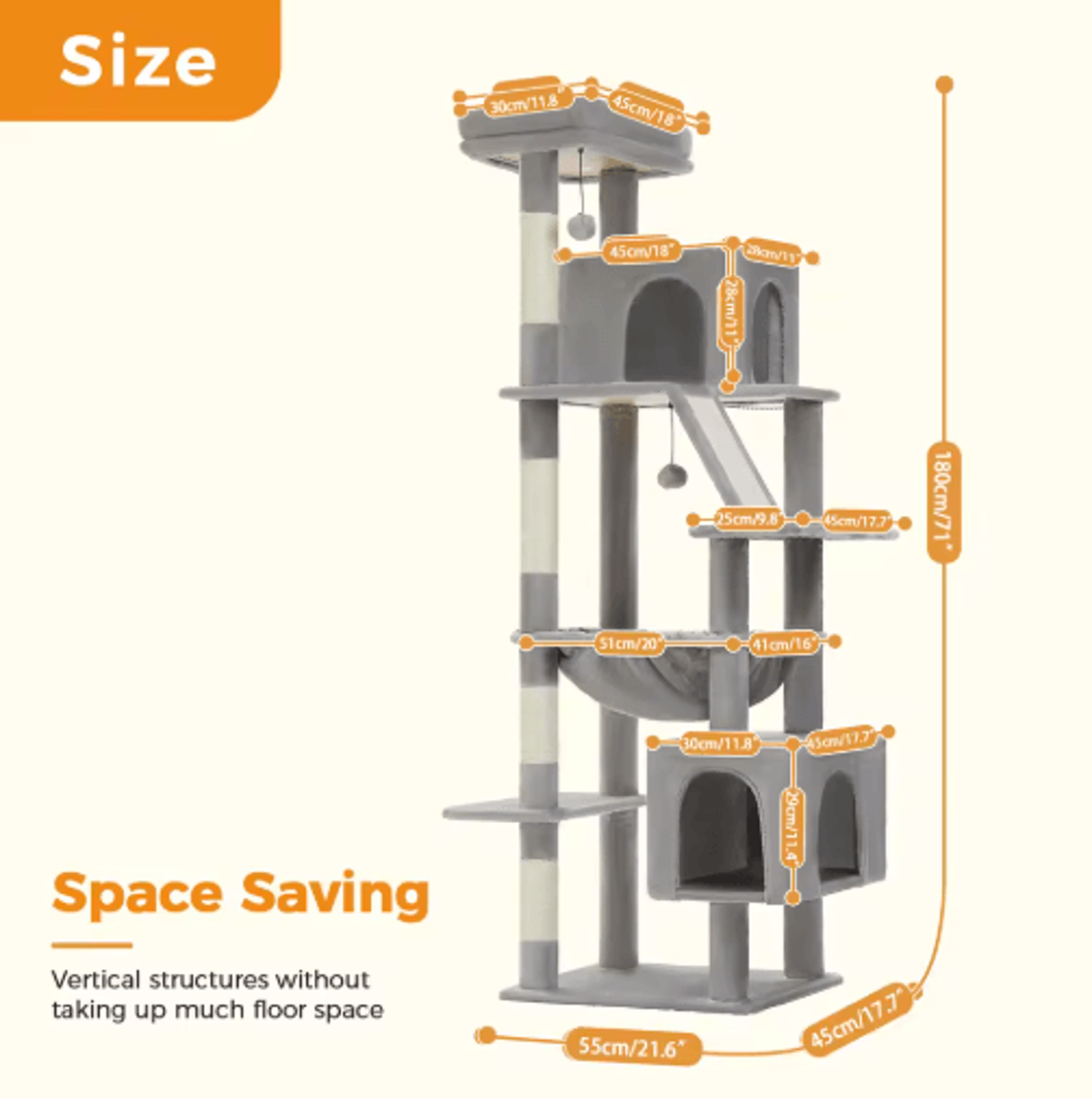 MultiLevel Cat Tree Tower With Large Condo Beds  Scratching Posts 8