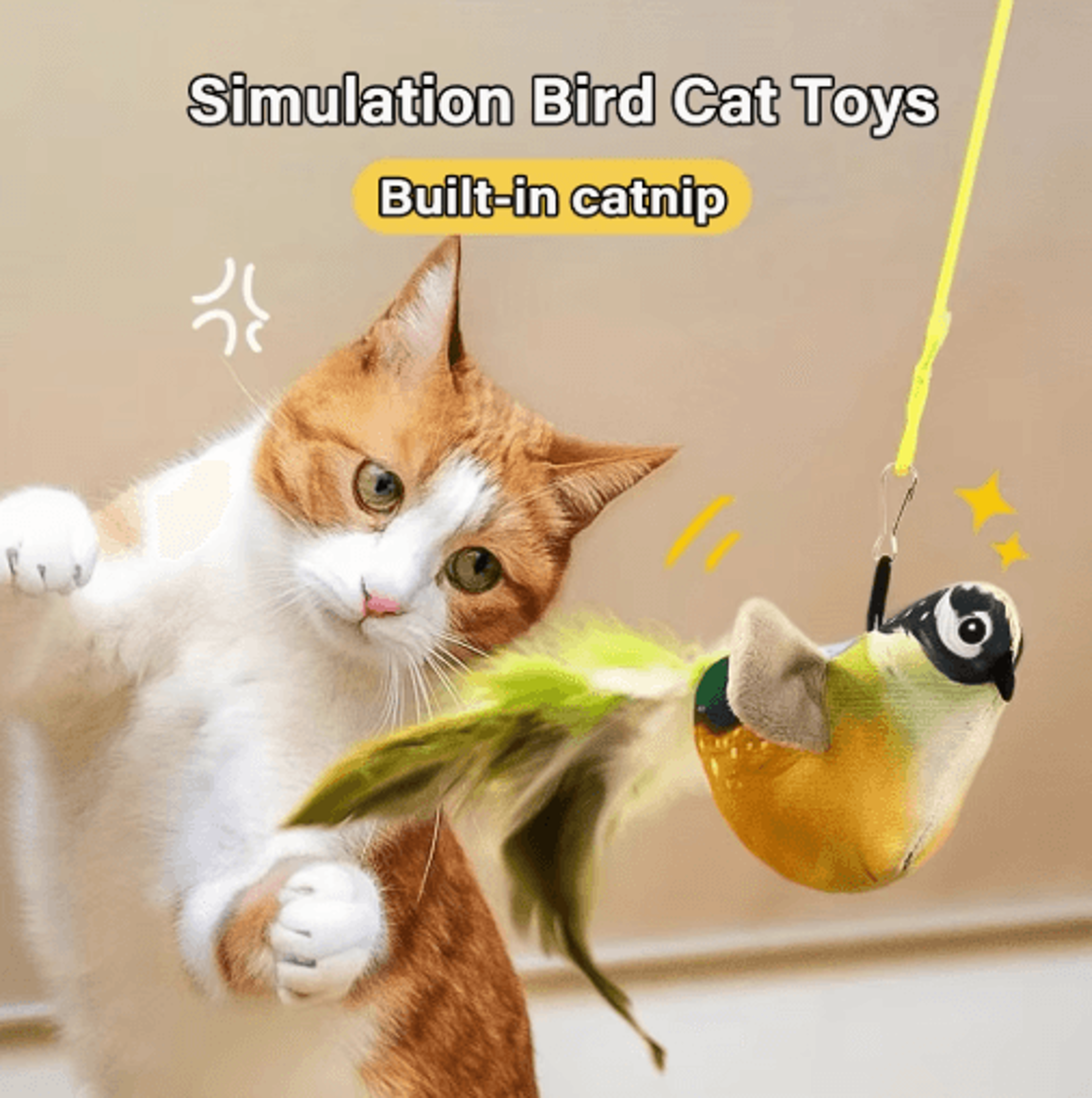 realistic bird sound interactive plush cat toy for cats & kittens