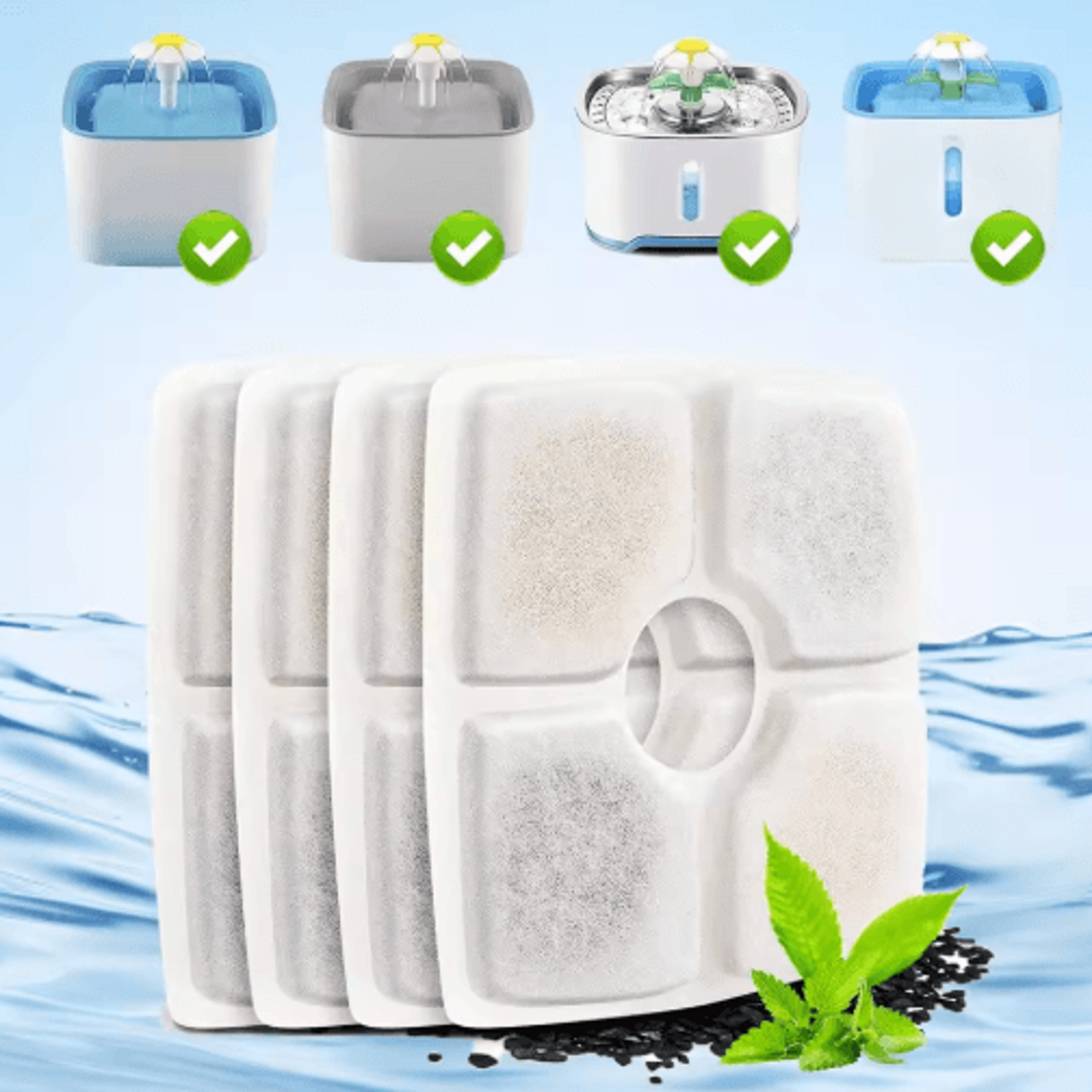 multi-layer activated carbon replacement filters for cat water fountains