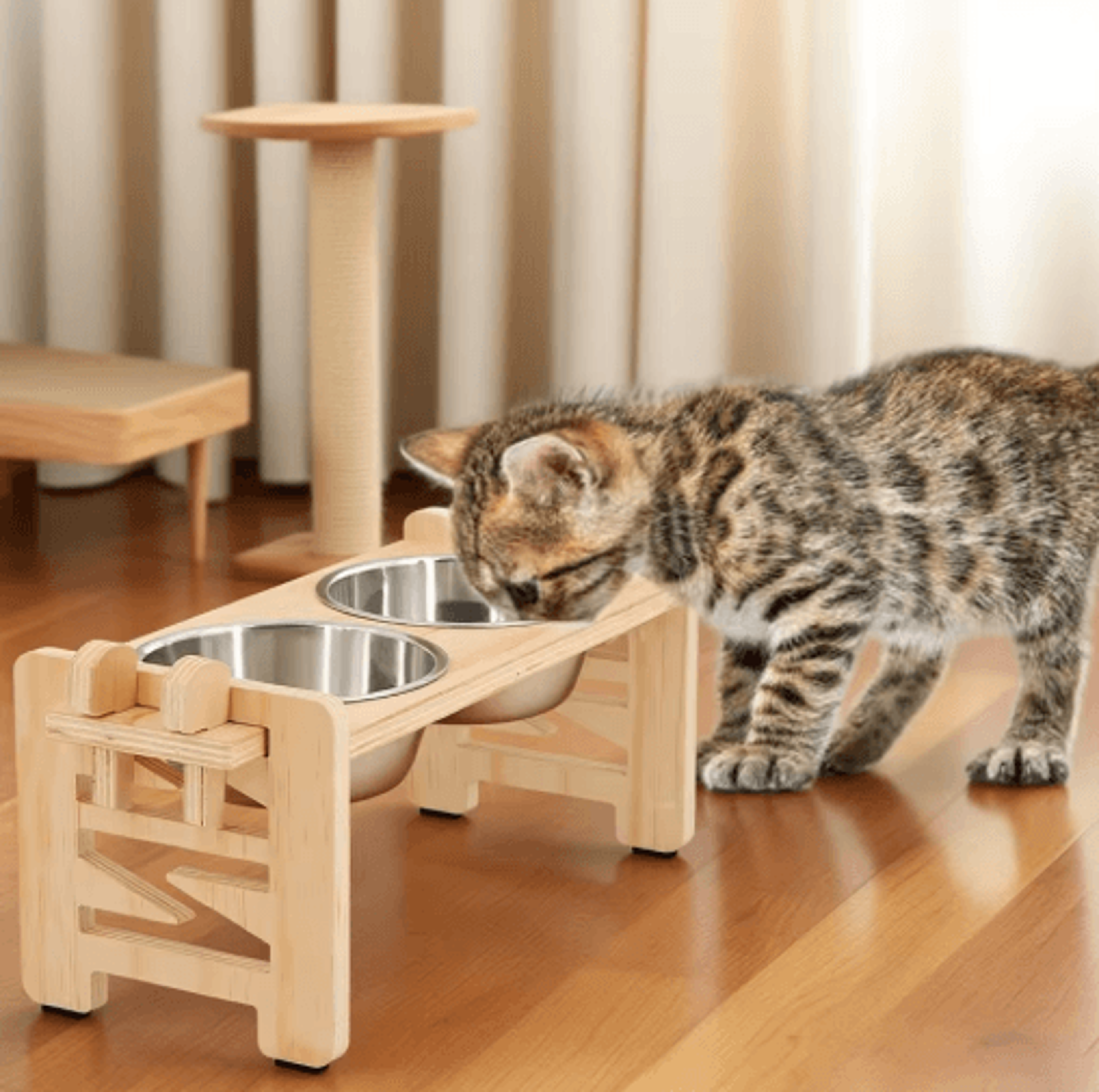 pawrise adjustable elevated pet bowl stand with stainless steel dishes
