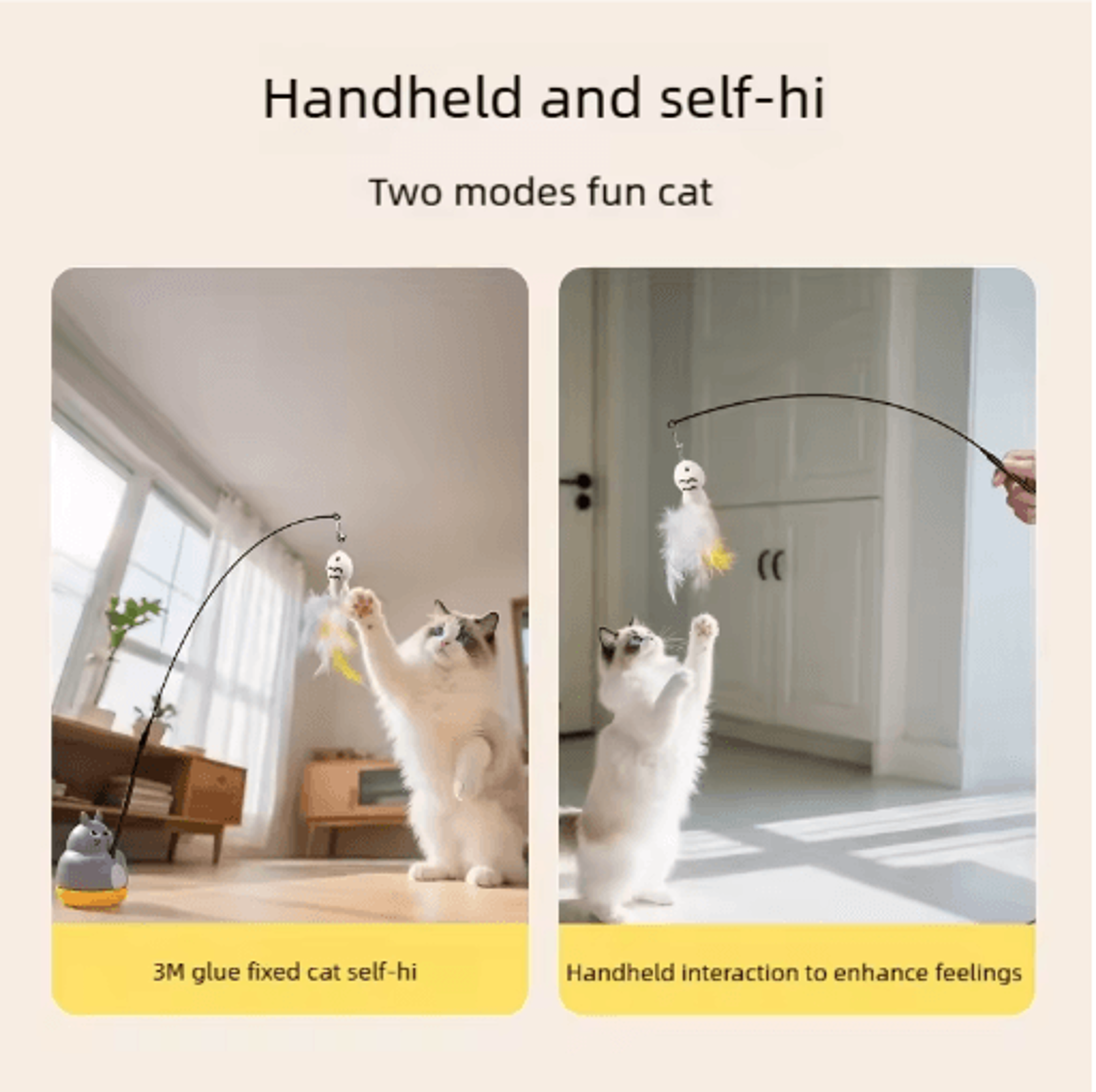 WhirlPounce 360 Interactive Cat Teaser Wand With Feather  Bells 3