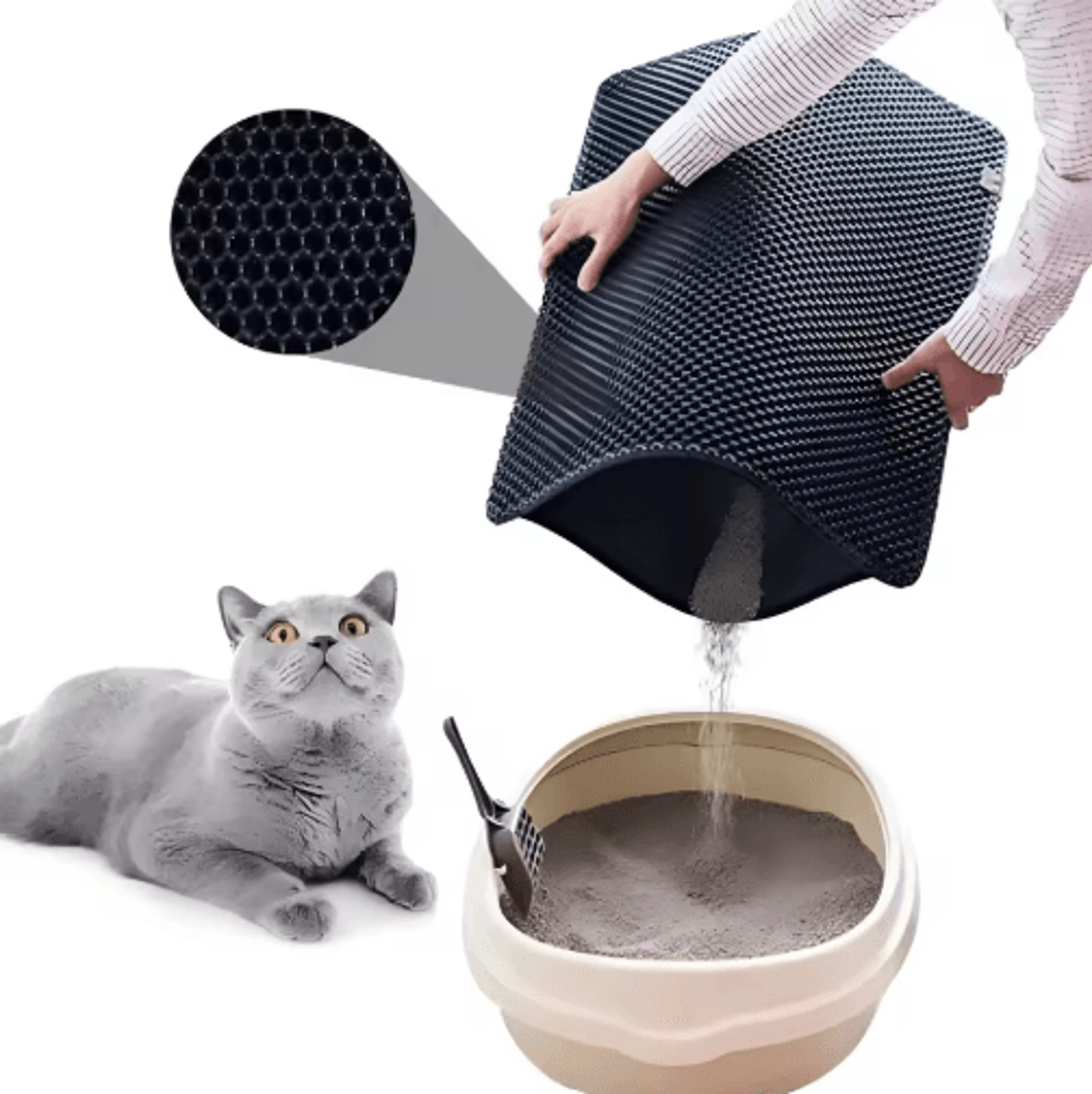 trapguard double-layer waterproof cat litter mat washable sand trapping pad