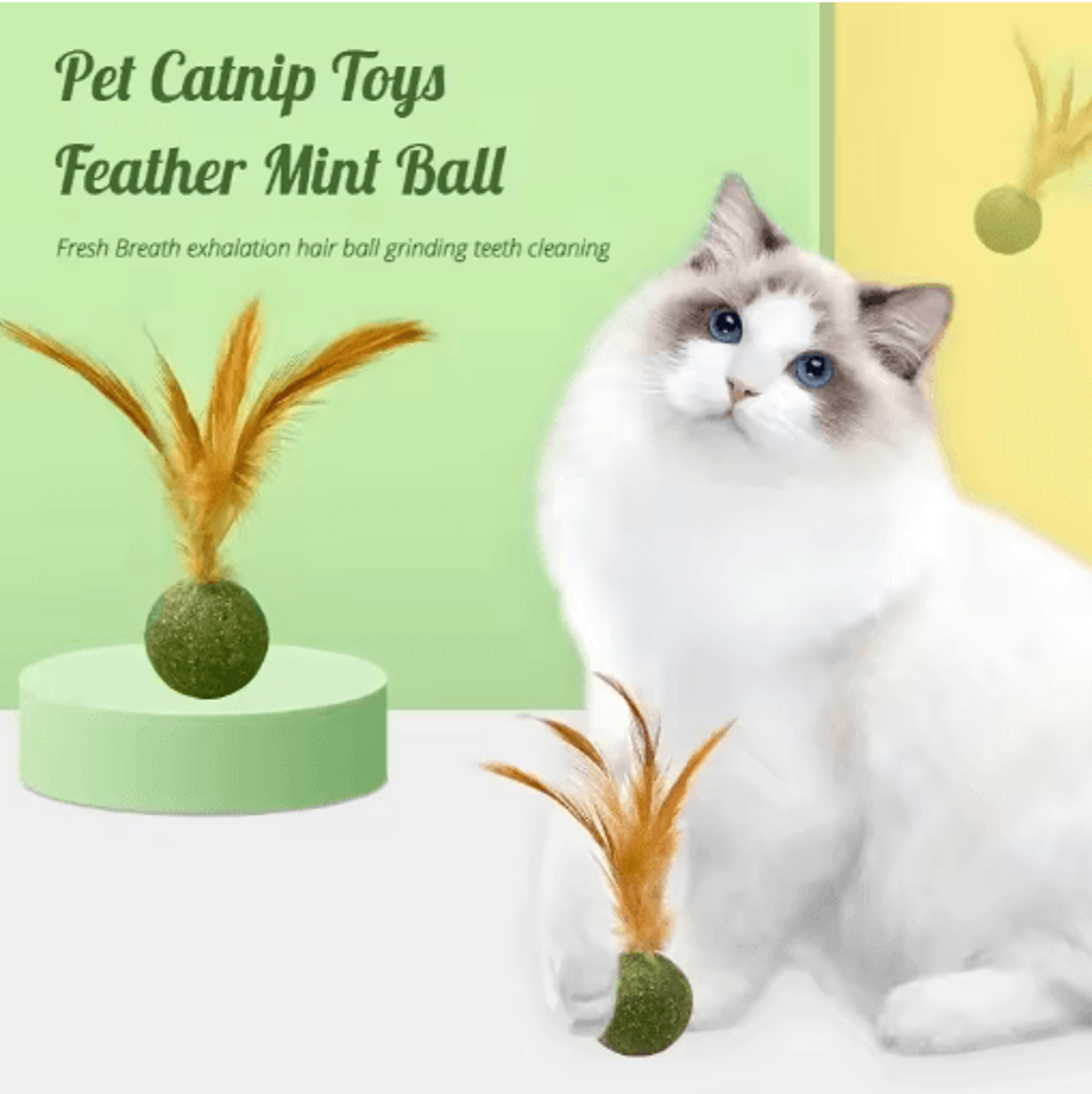 MintyPaws Edible Catnip Ball Toy Interactive Dental  Chasing Treat For Cats 9