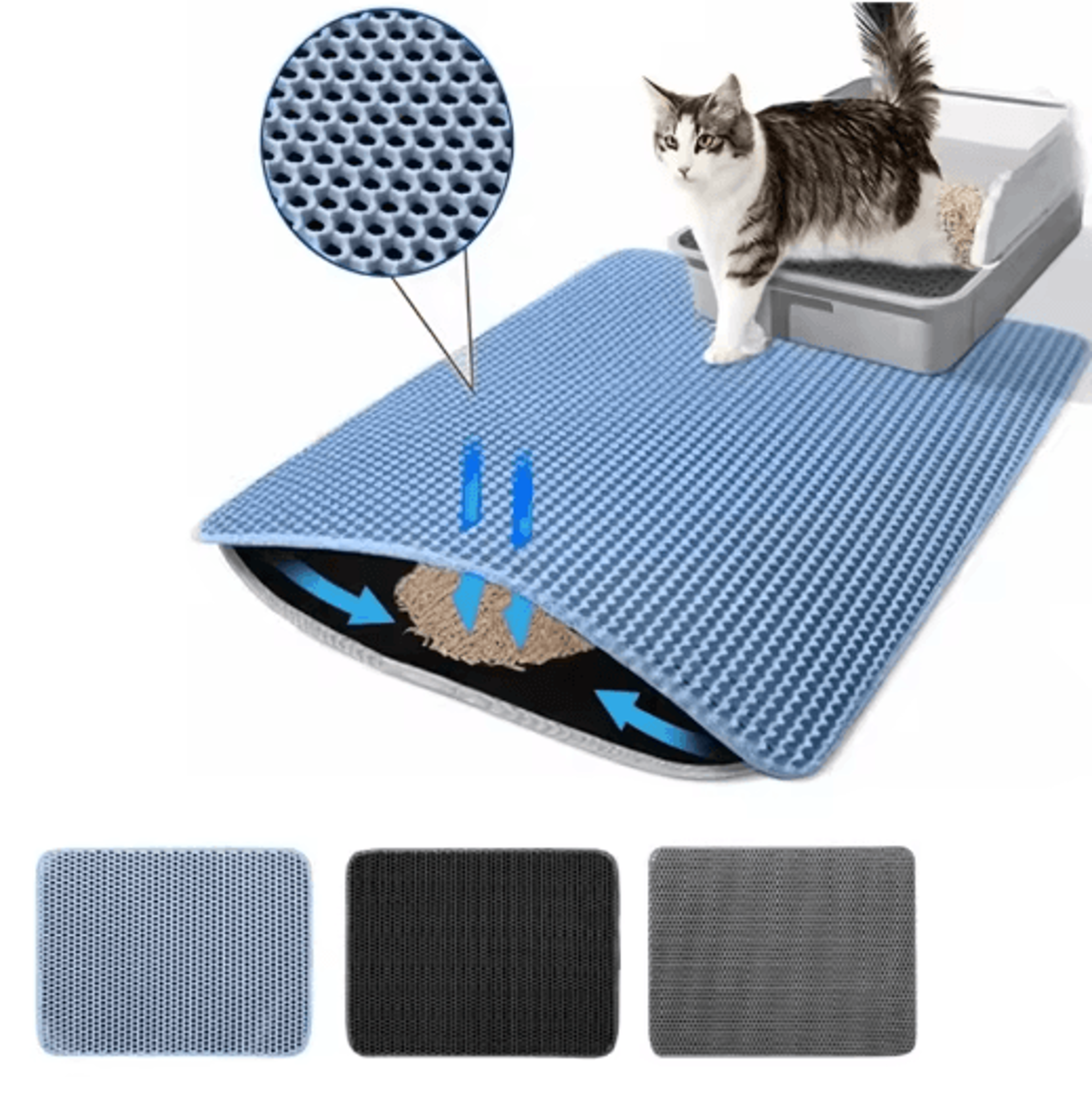 litterlock double layer waterproof cat litter mat – non-slip sand trapping pad