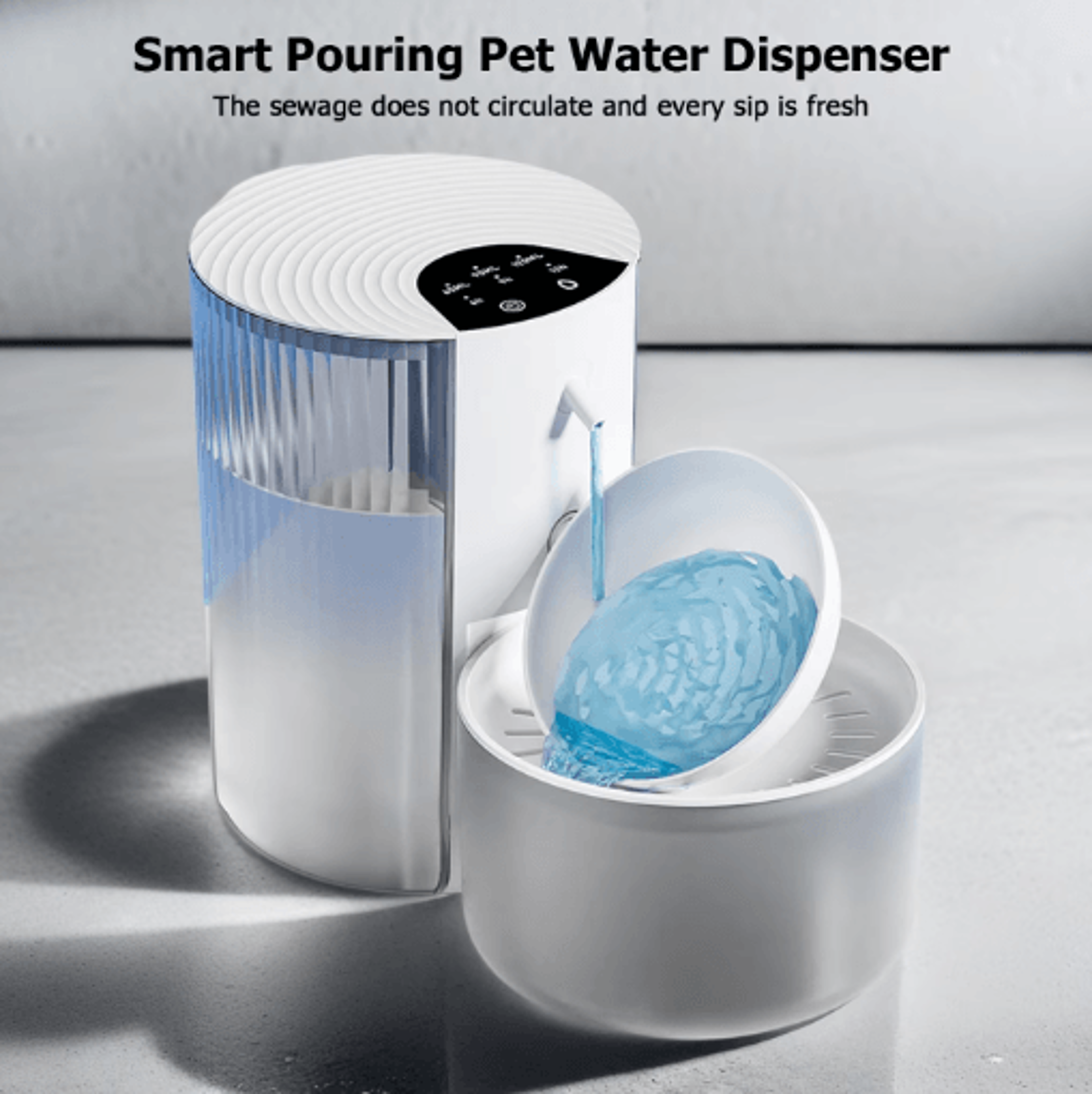 puretilt 3000ml smart pet water fountain – separate clean & dirty water system