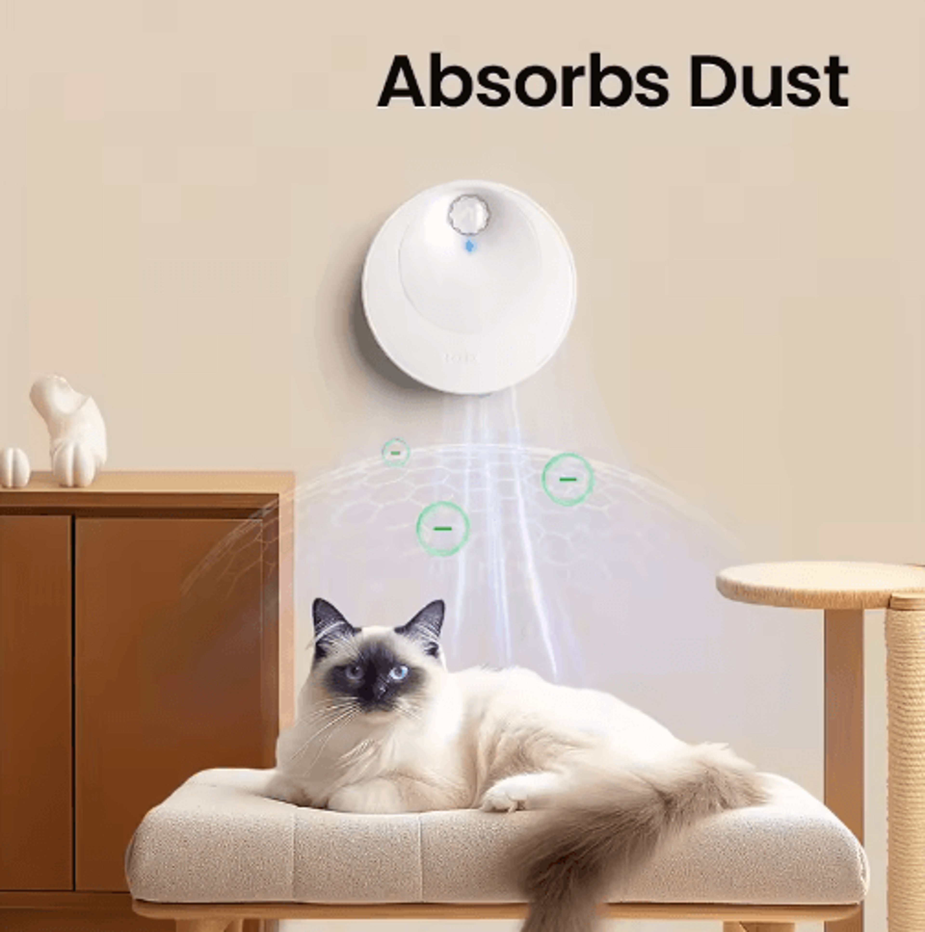 ROJECO Smart Cat Odor Purifier  Automatic Litter Box Deodorizer With 4000mAh Rechargeable Battery 5