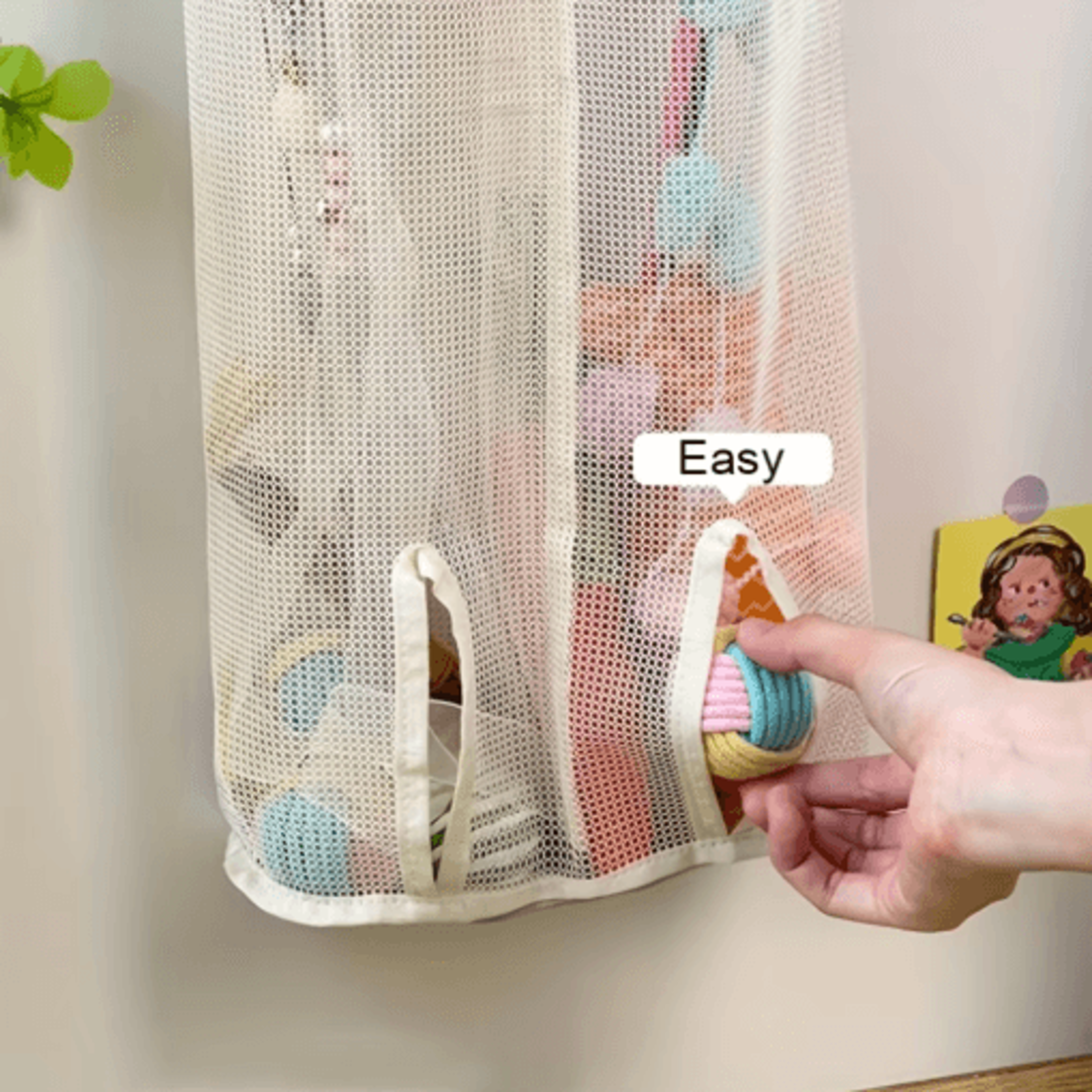 Wall Hanging Mesh Storage Bag For Cat Toys  Pet Accessory Organizer Basket 6