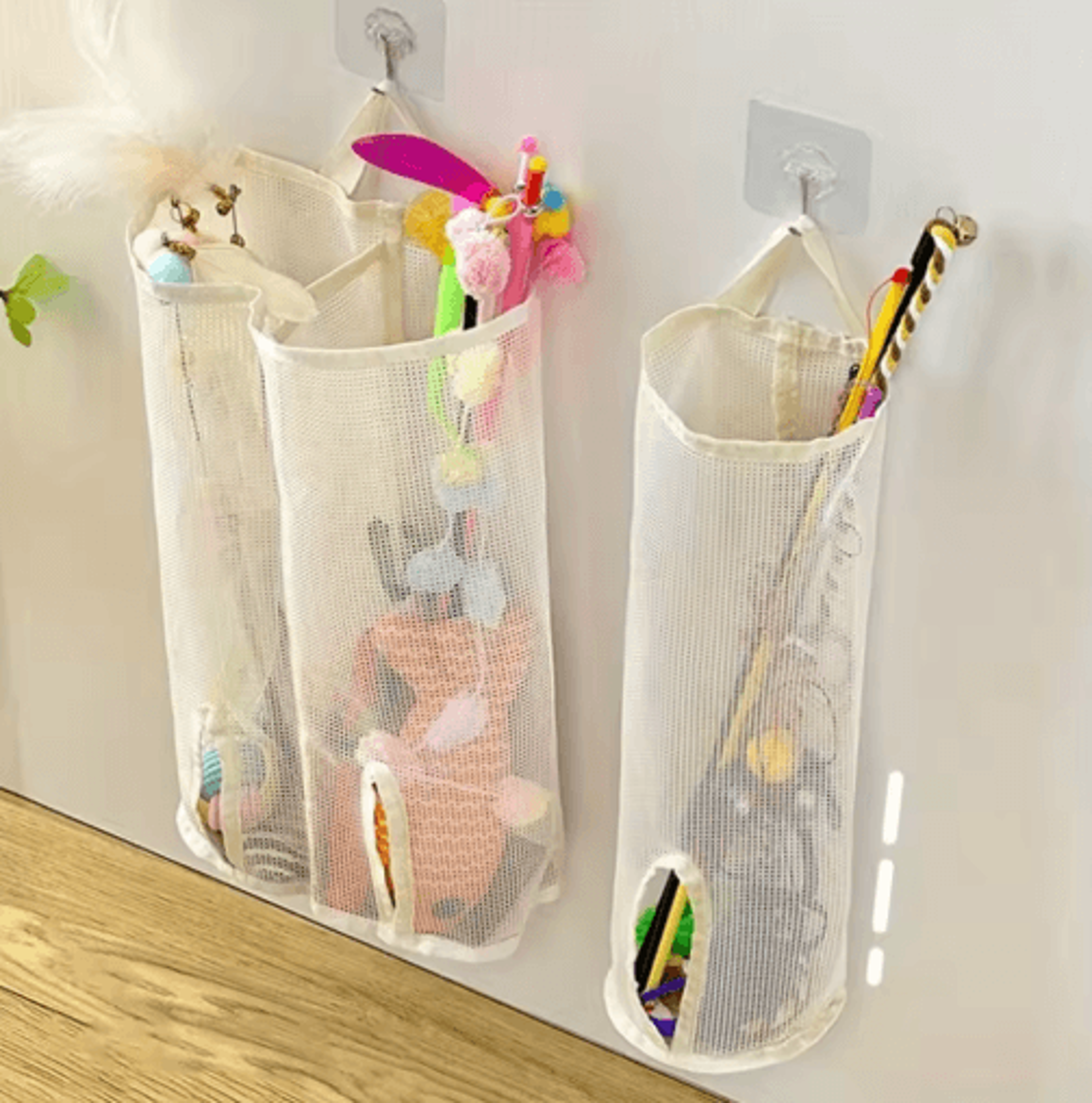 Wall Hanging Mesh Storage Bag For Cat Toys  Pet Accessory Organizer Basket 10