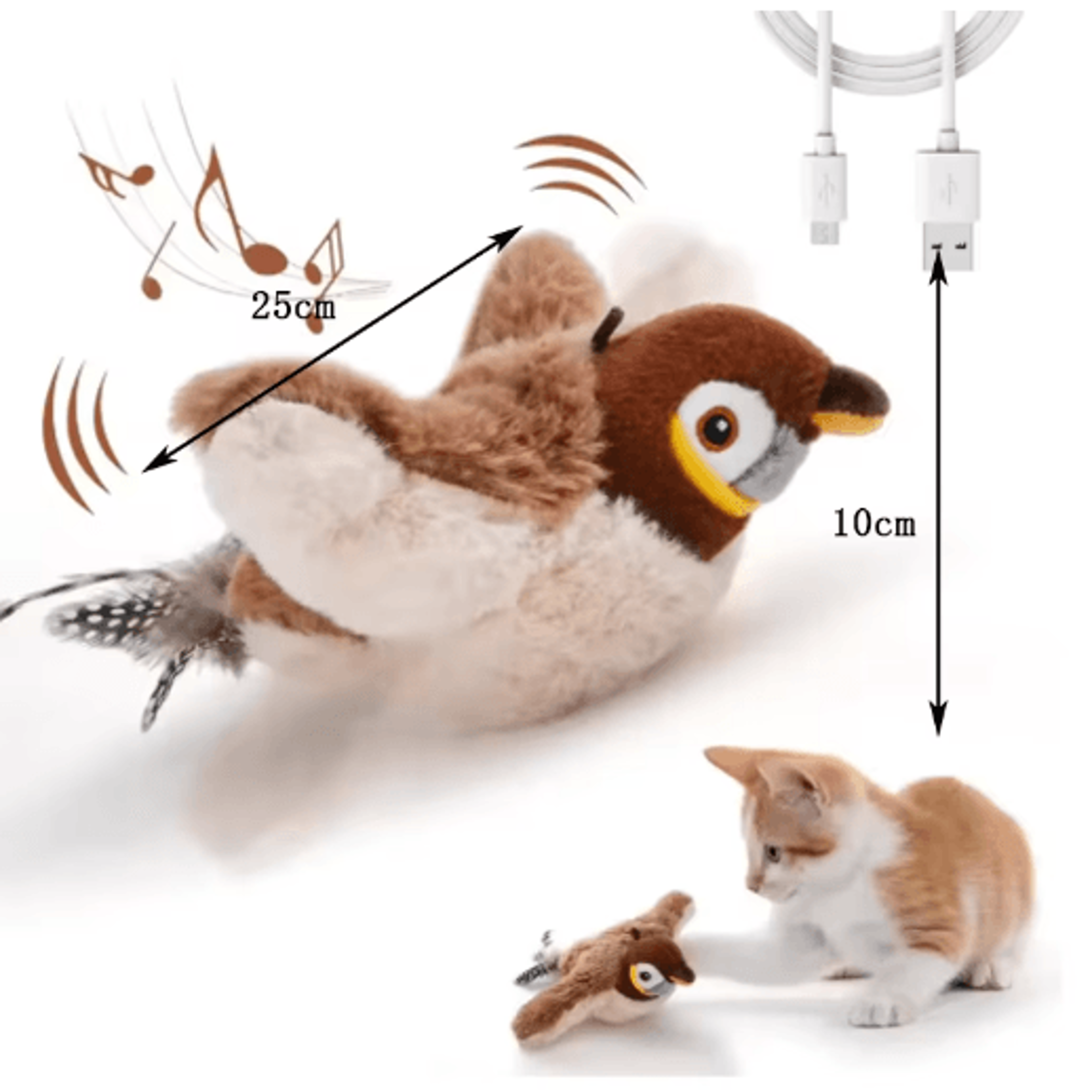 Interactive Flapping Bird Cat Toy  Plush BiteResistant Shaky Sparrow For SelfPlay 2