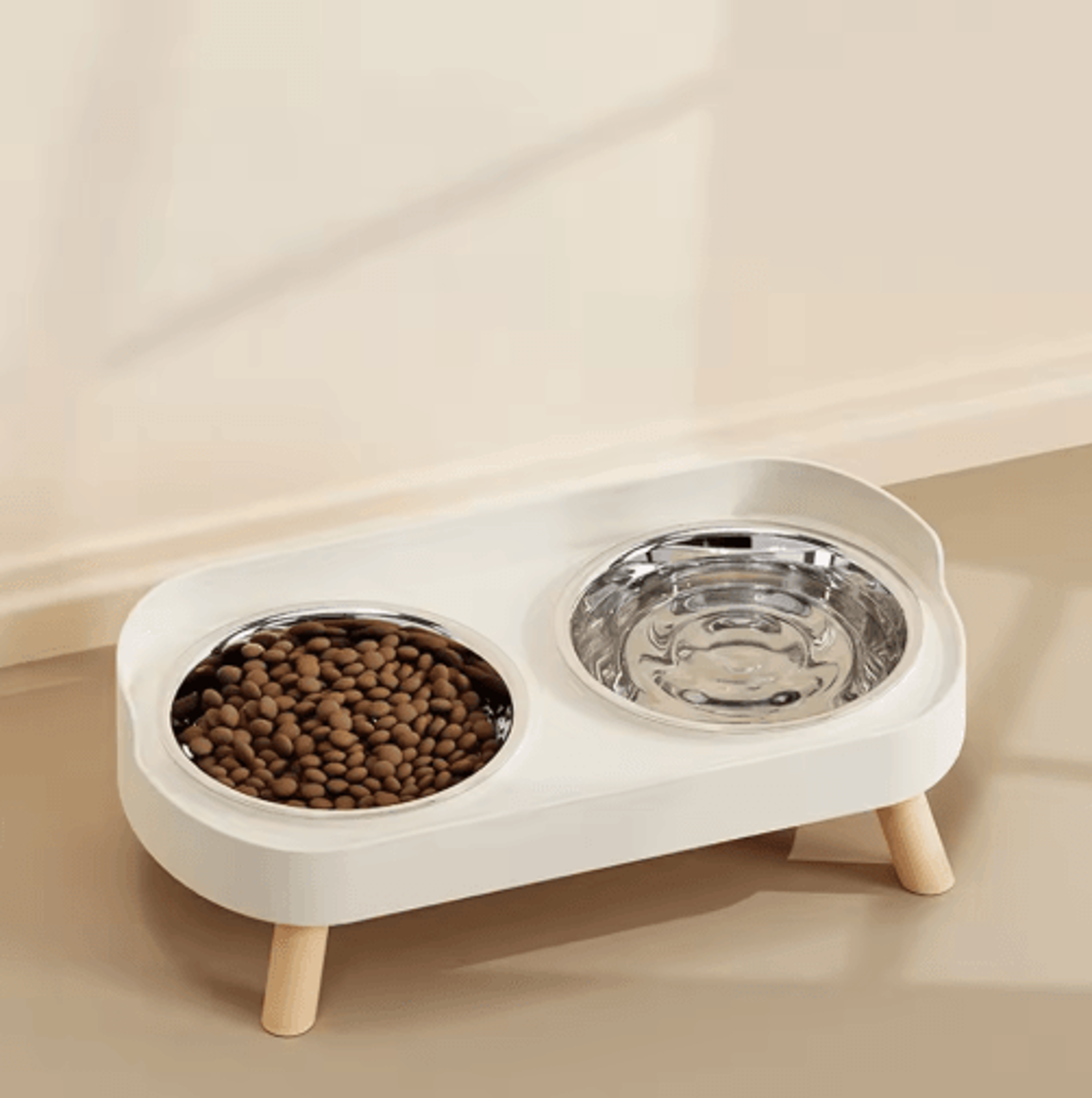 elevated stainless steel pet feeder – anti-slip dual bowl for cats & dogs