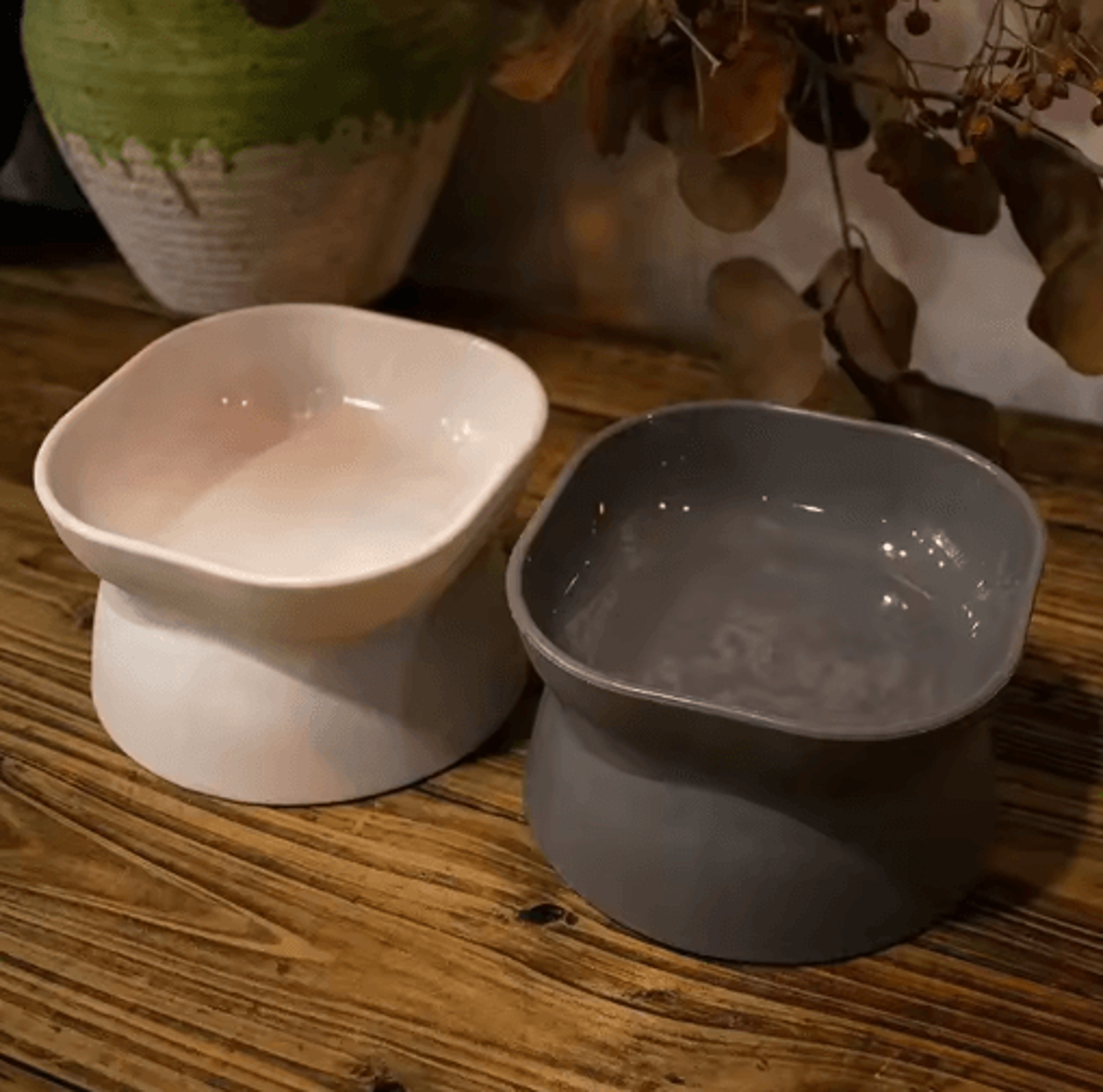 elevated anti-rollover cat bowl neck protection pet feeding bowl with large opening