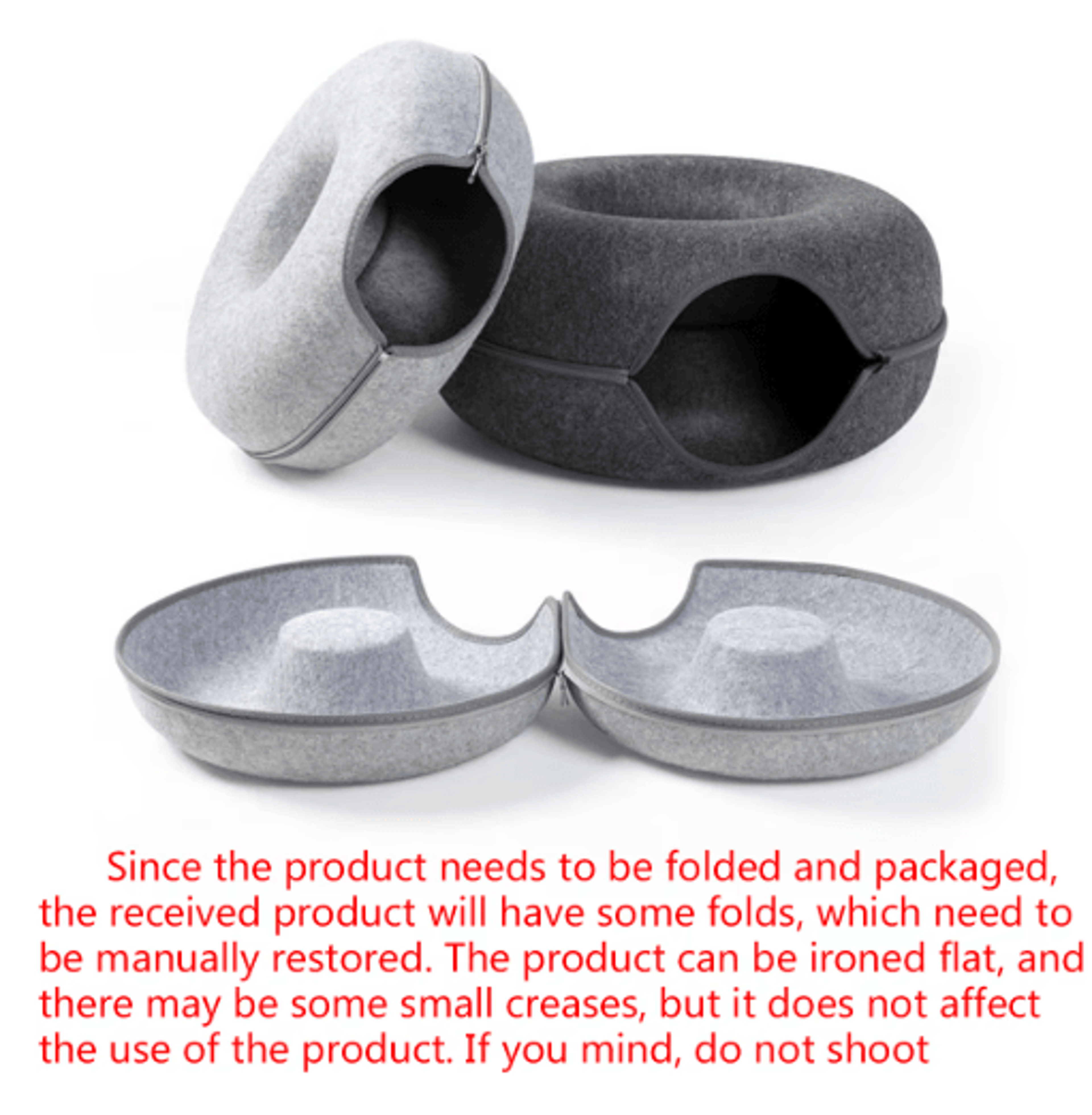Interactive Felt Cat Tunnel Bed Round Donut Nest Scratcher  Play House For Cats 6