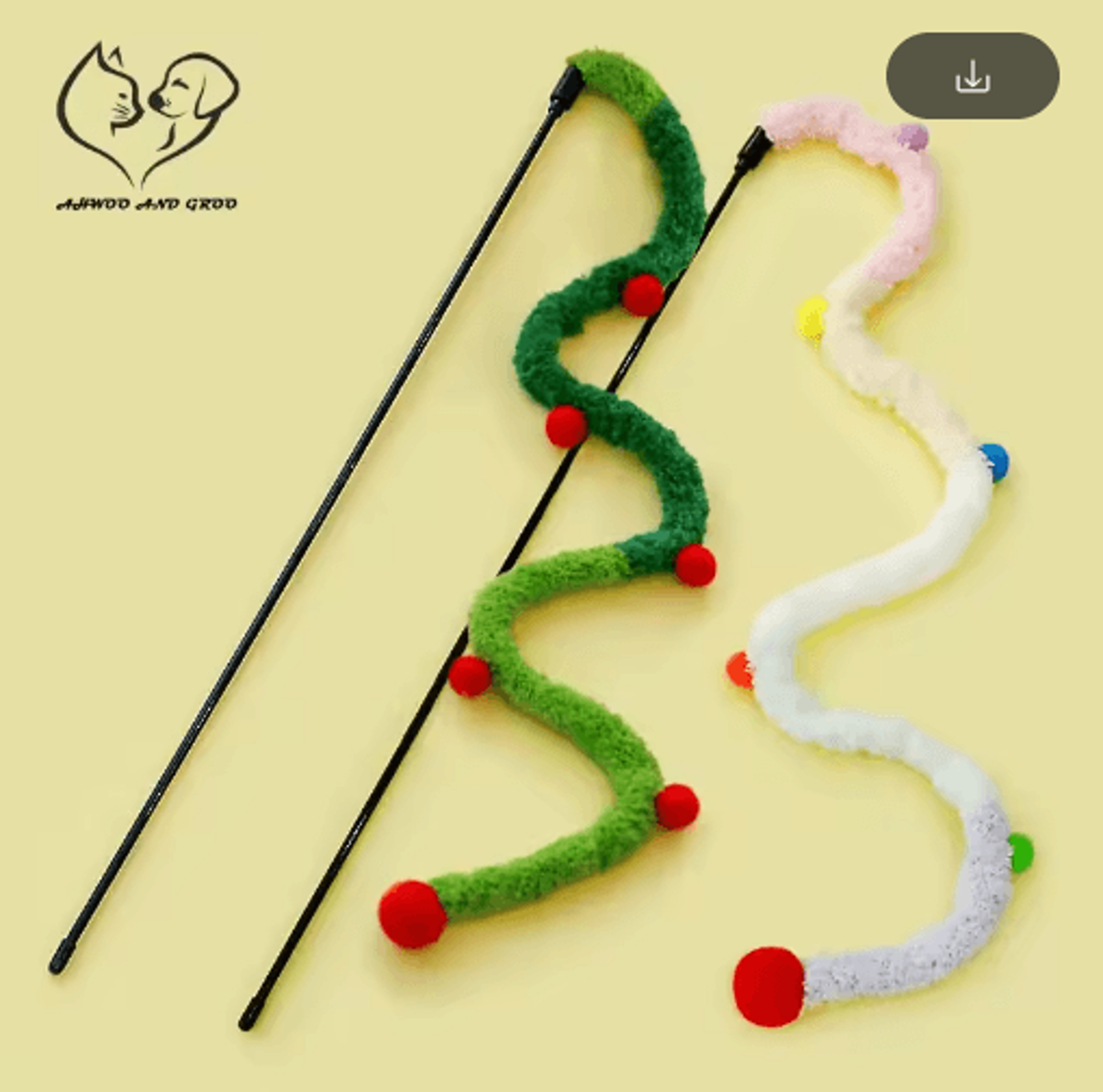 feather cat teaser wand – interactive caterpillar rod toy for cats