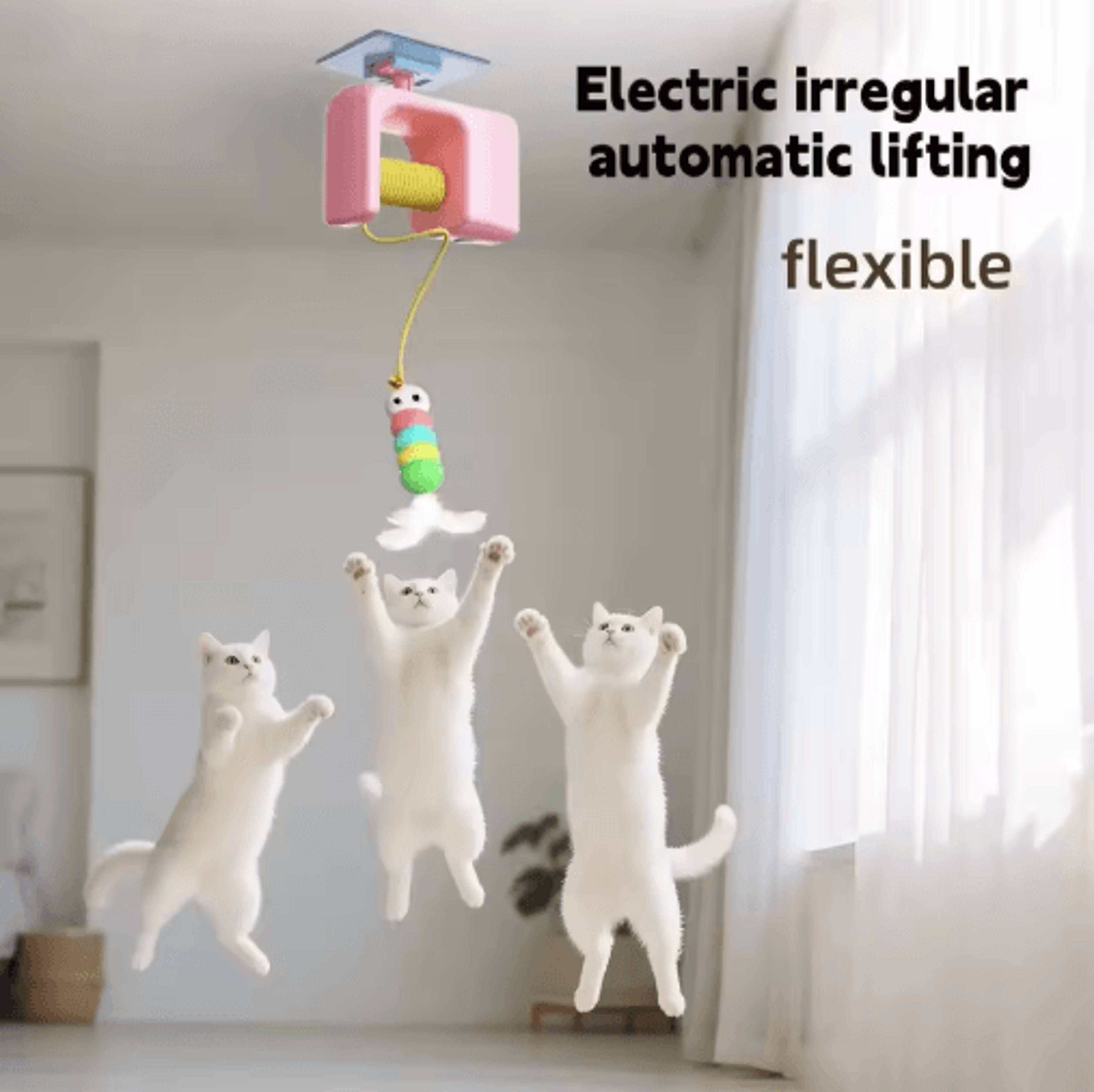 Smart Hanging Door Cat Toy  Automatic Swing Feather Teaser With Dual Ropes 0