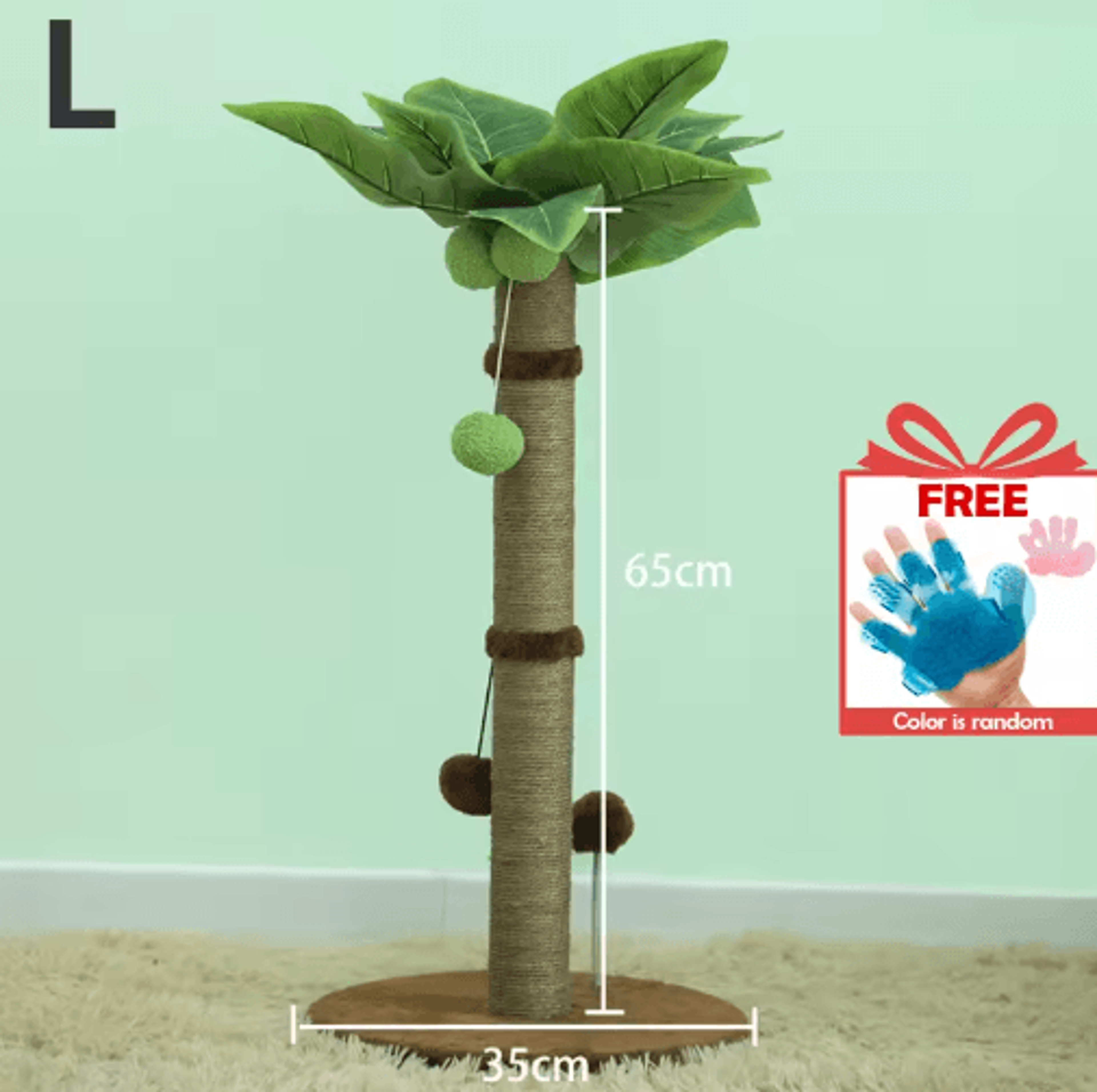 65cm Cat Scratching Post Tree  Sisal Rope Scratcher With Interactive Ball Toys 4