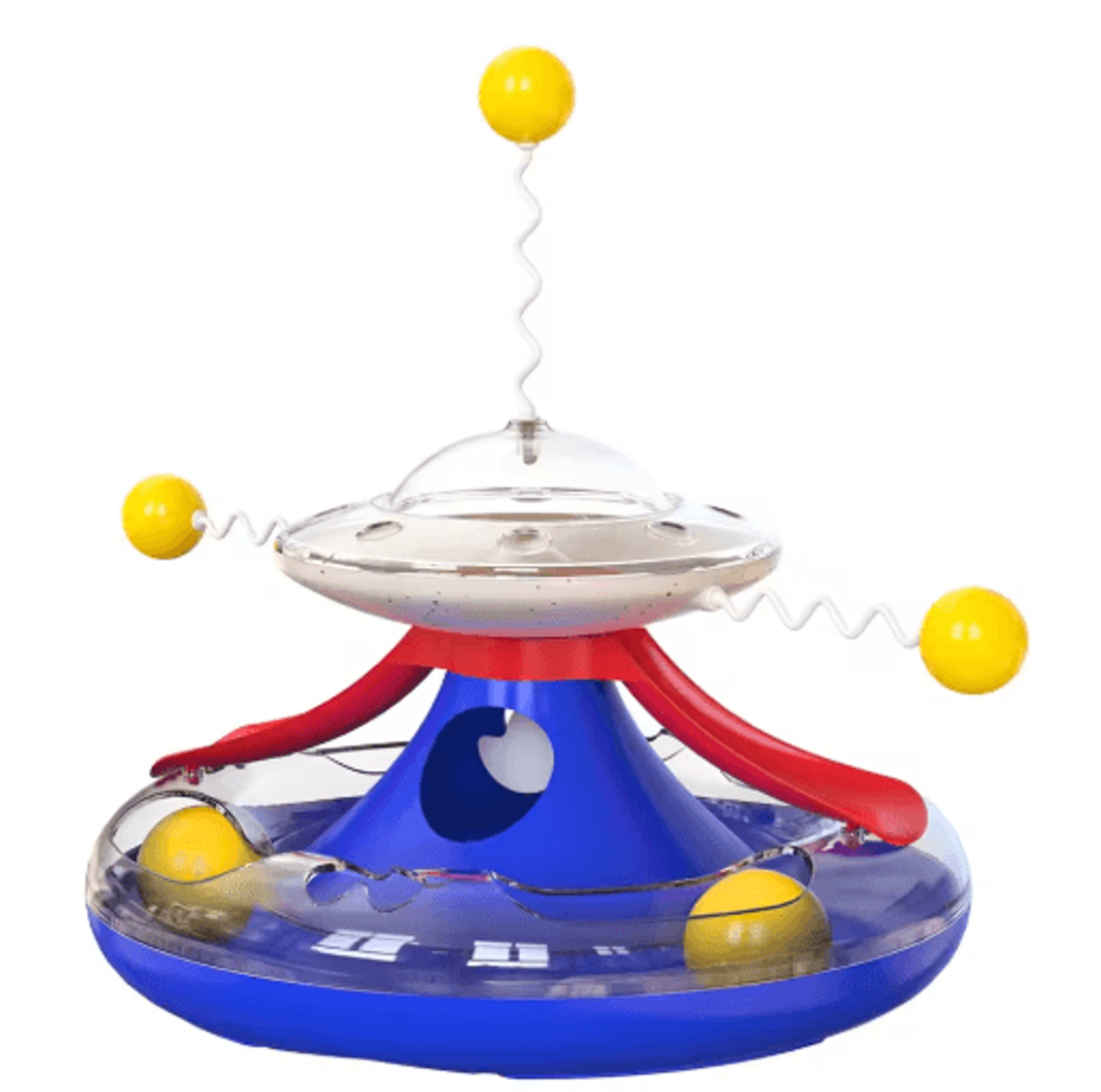 Interactive Cat Puzzle Toy  Spinning Track Balls  Feather Teaser Brain Game For Kittens 1