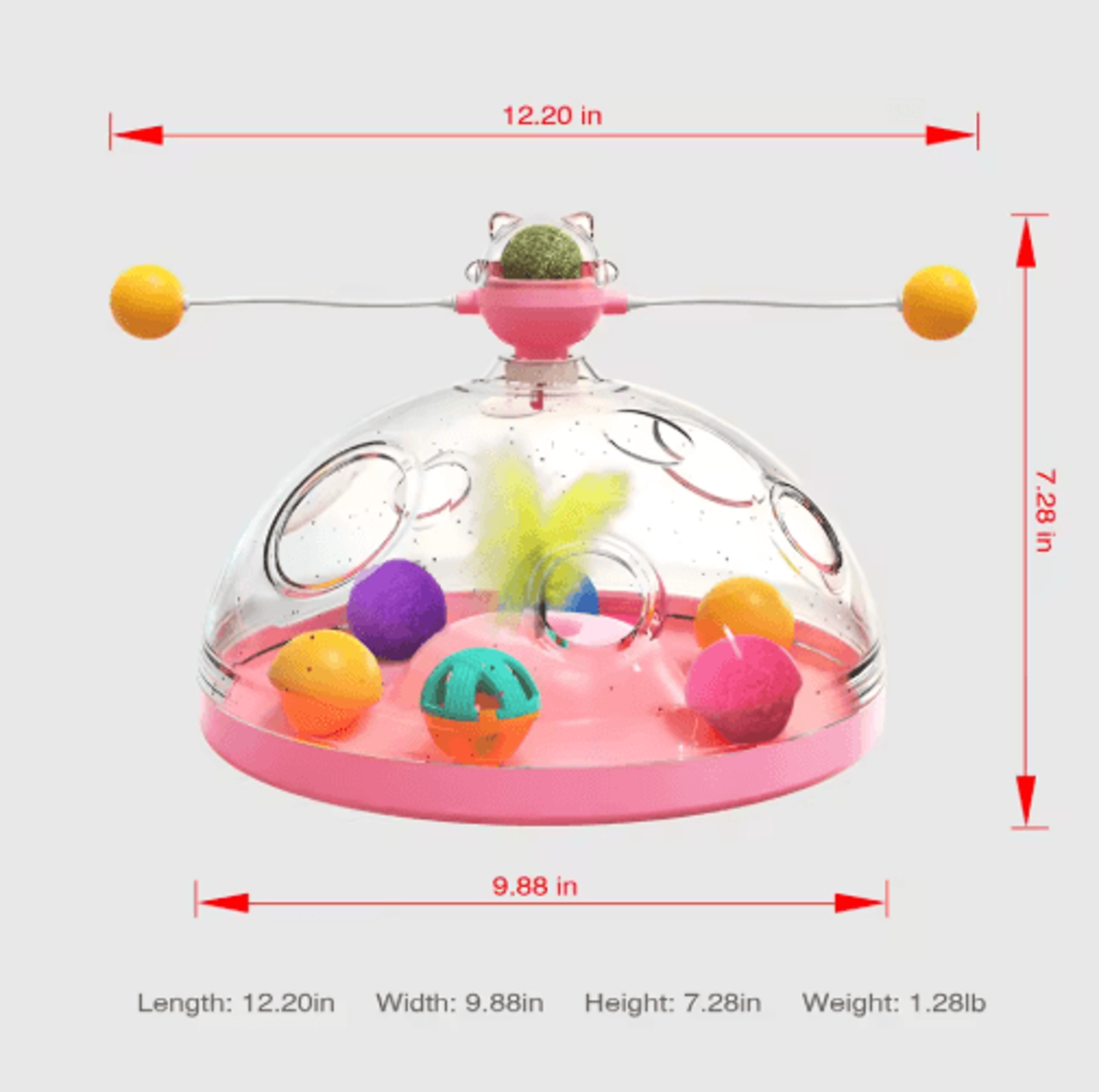 Interactive Cat Puzzle Toy  Spinning Track Balls  Feather Teaser Brain Game For Kittens 8