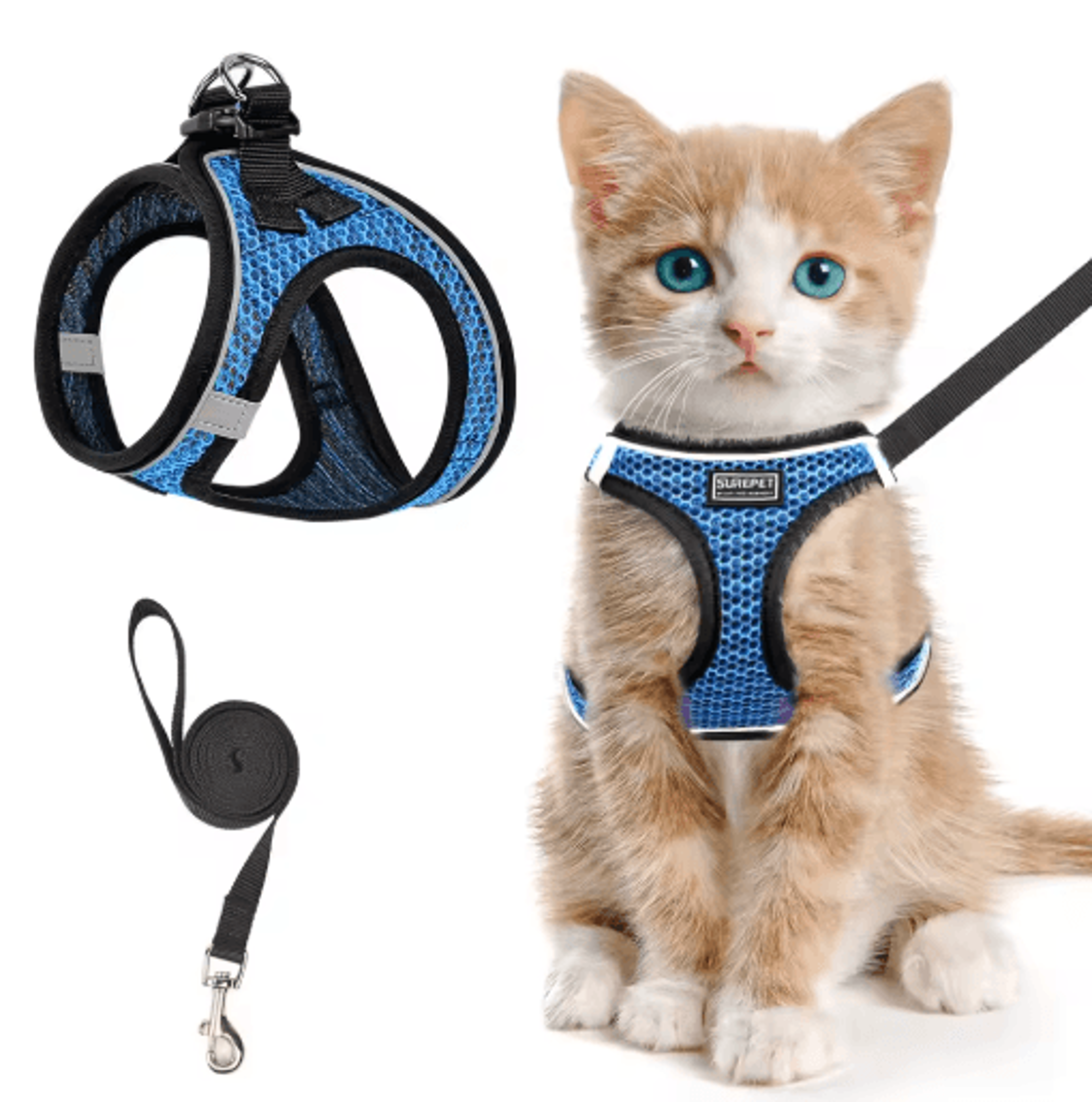 EscapeProof Cat Harness  Leash Reflective Soft Mesh Vest For Outdoor Walking 3