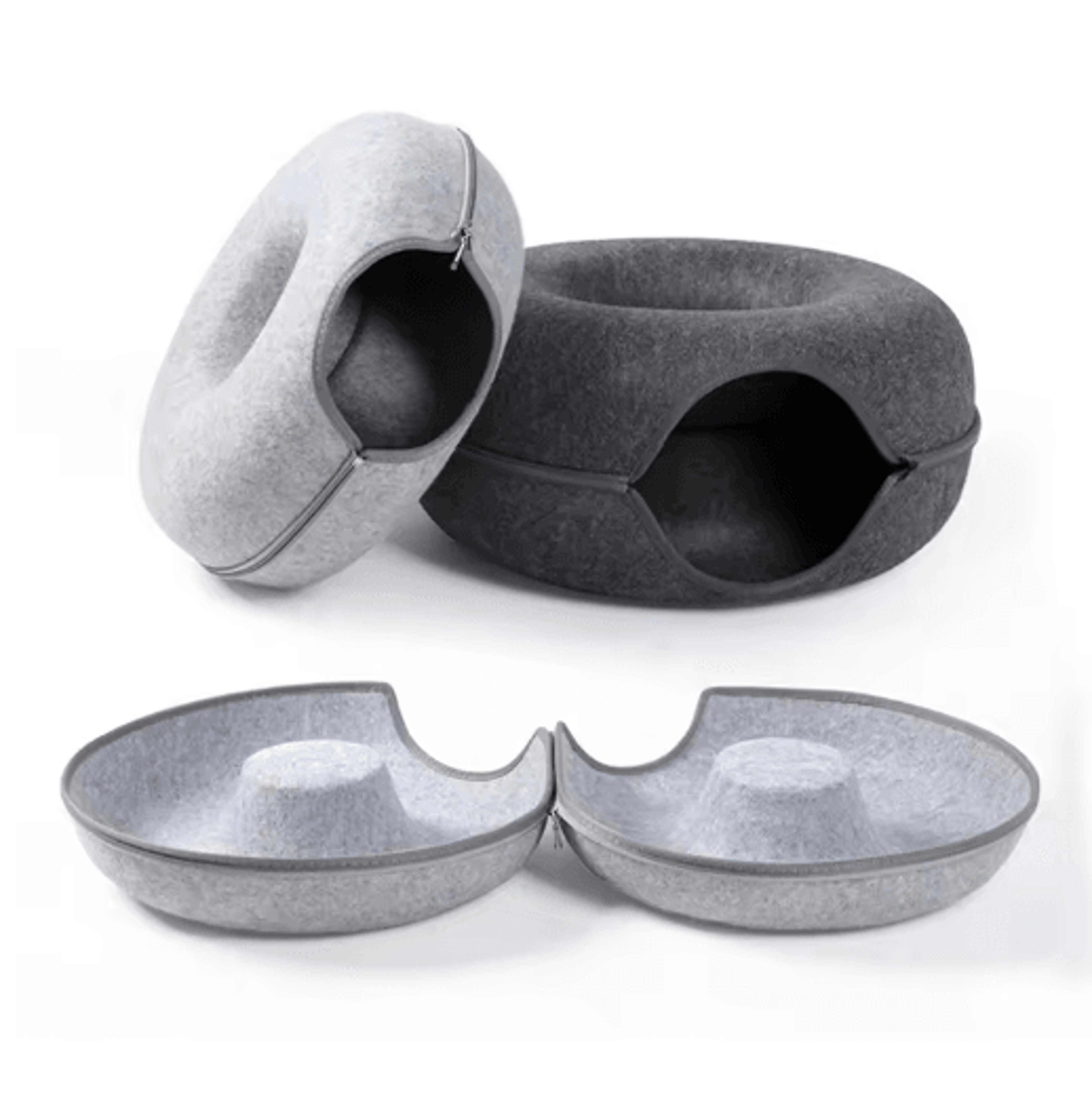 Donut Felt Cat Tunnel Bed Interactive Wool Cat Cave  Play House For Indoor Cats 9