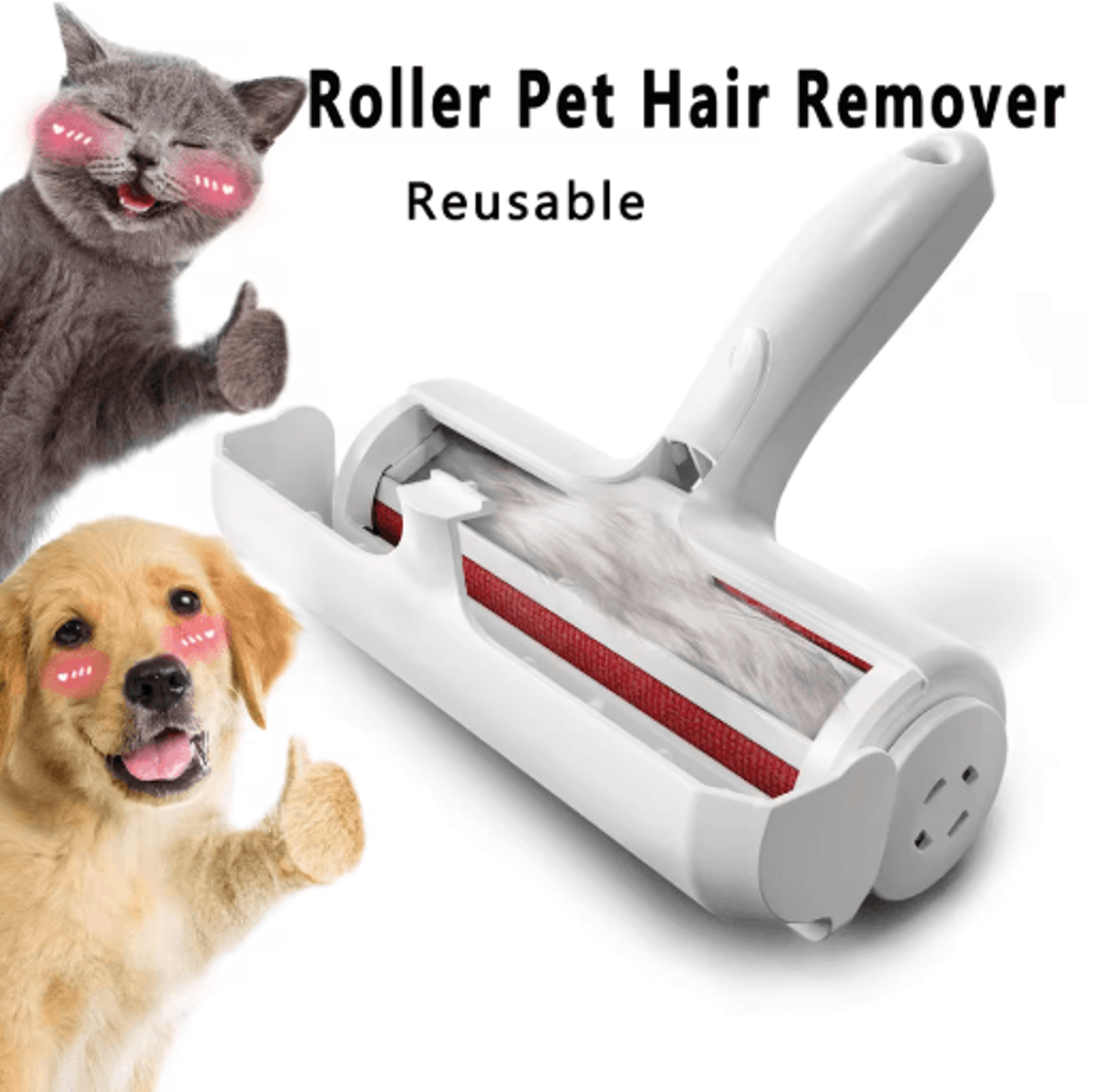 reusable pet hair remover roller for furniture clothes & carpet