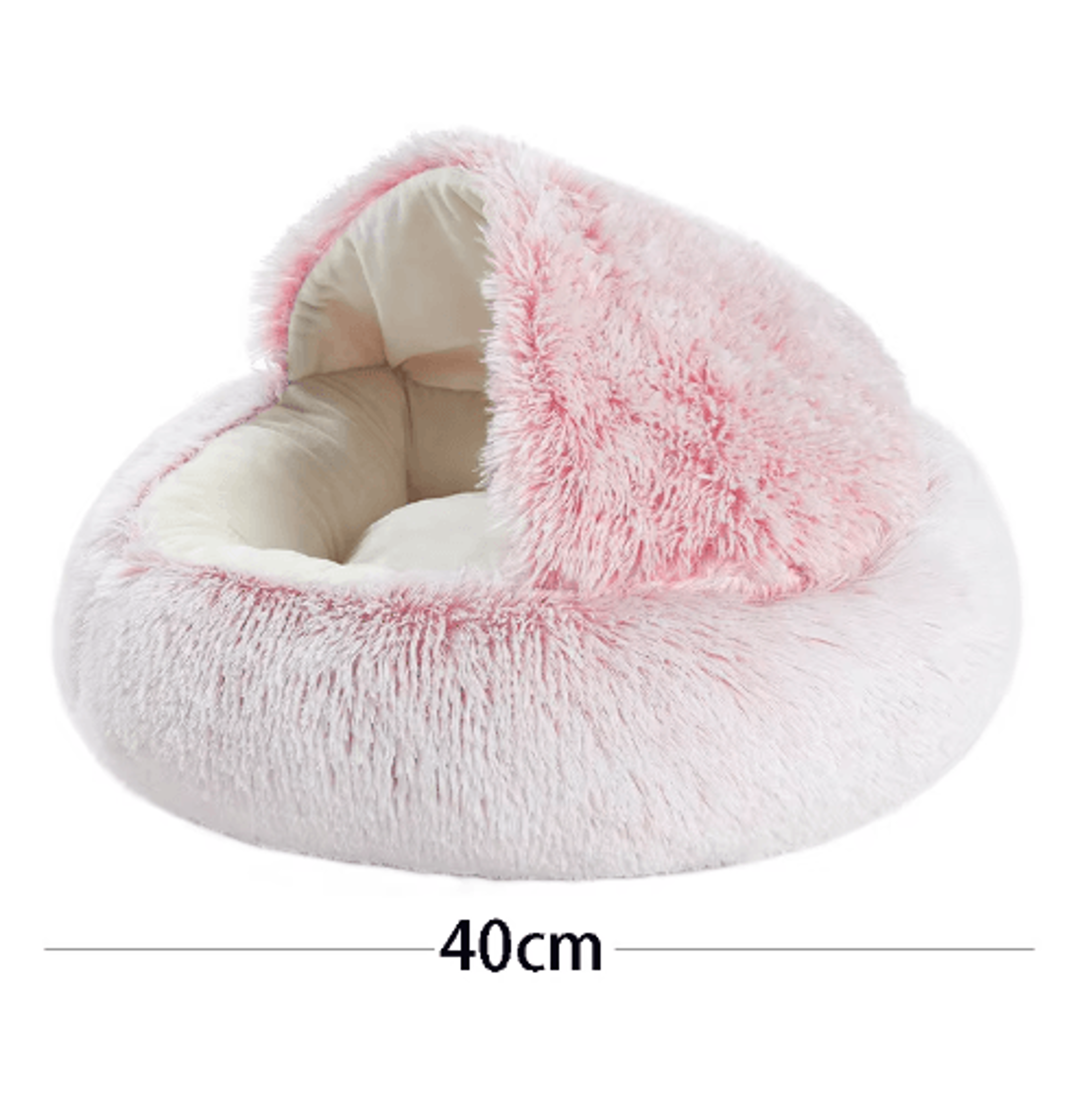 Soft Plush Covered Cat Bed Warm Round Sleeping Cave For Cats  Small Dogs 5