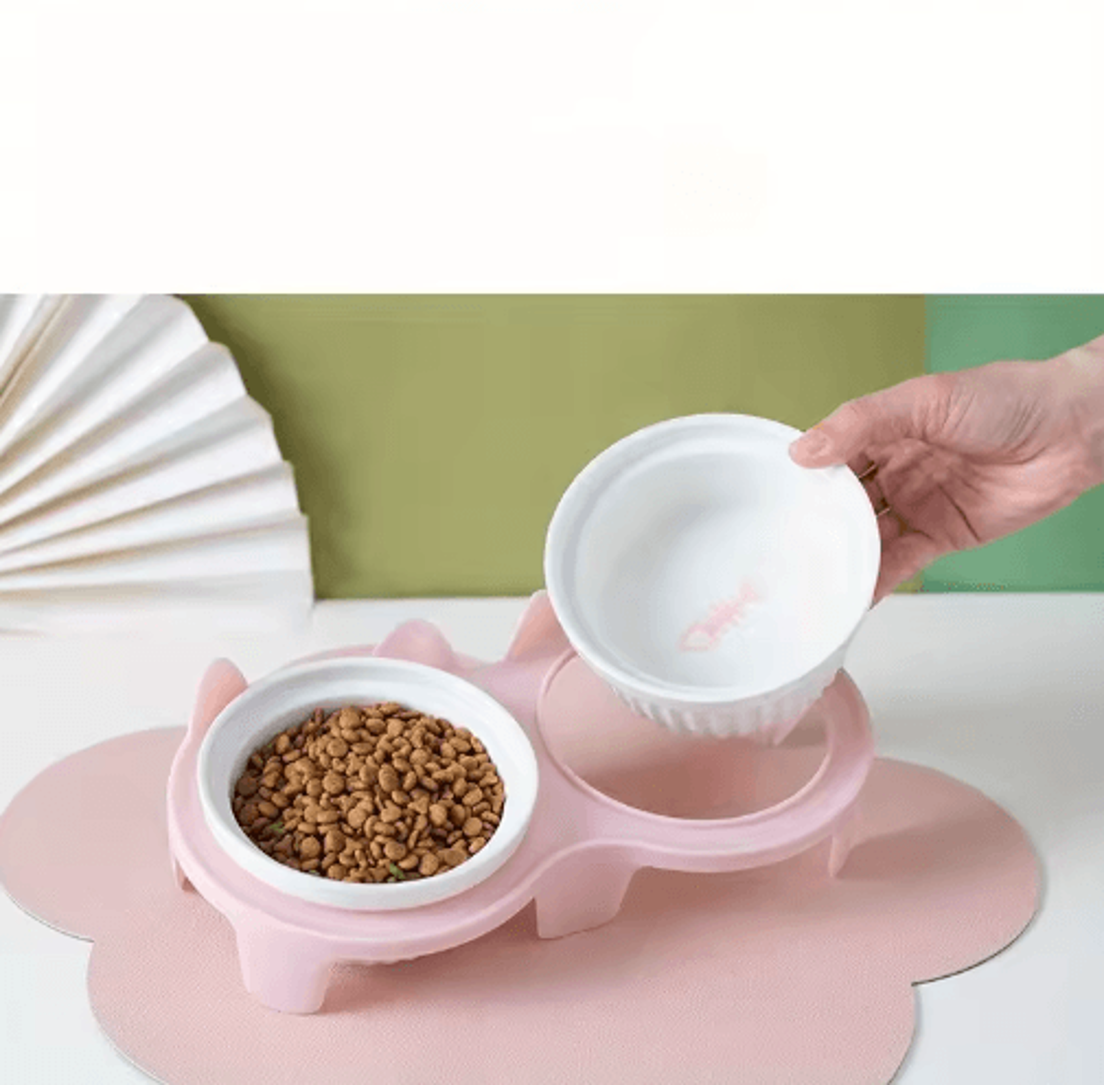 ElevaBowl Ceramic Double Pet Feeding Station For Cats  Small Dogs 6