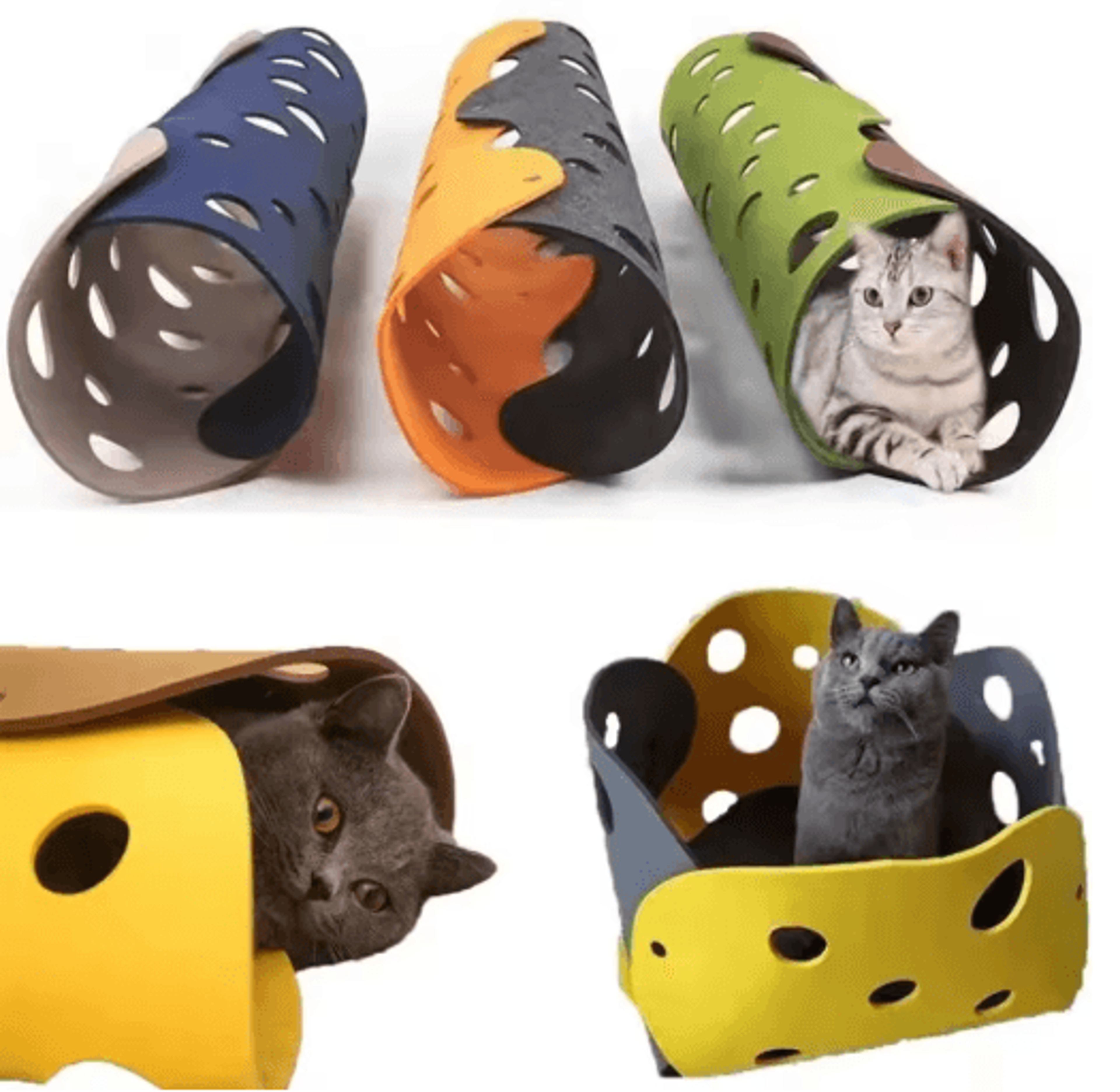 Deformable Felt Cat Tunnel Nest  Collapsible Interactive Play House For Cats 8