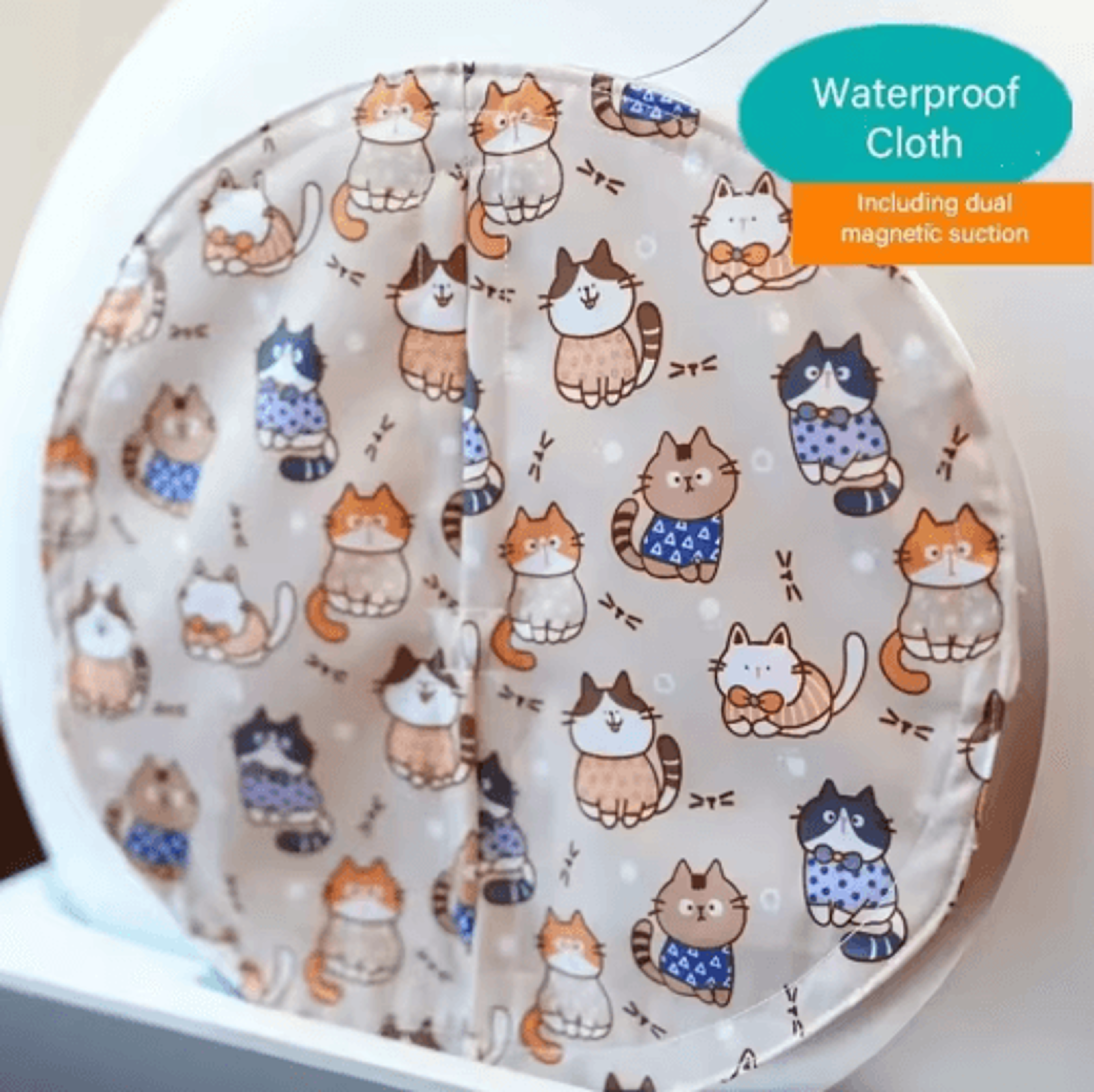 cartoon cat litter box curtain – odor & dust shield for automatic self-cleaning litter boxes